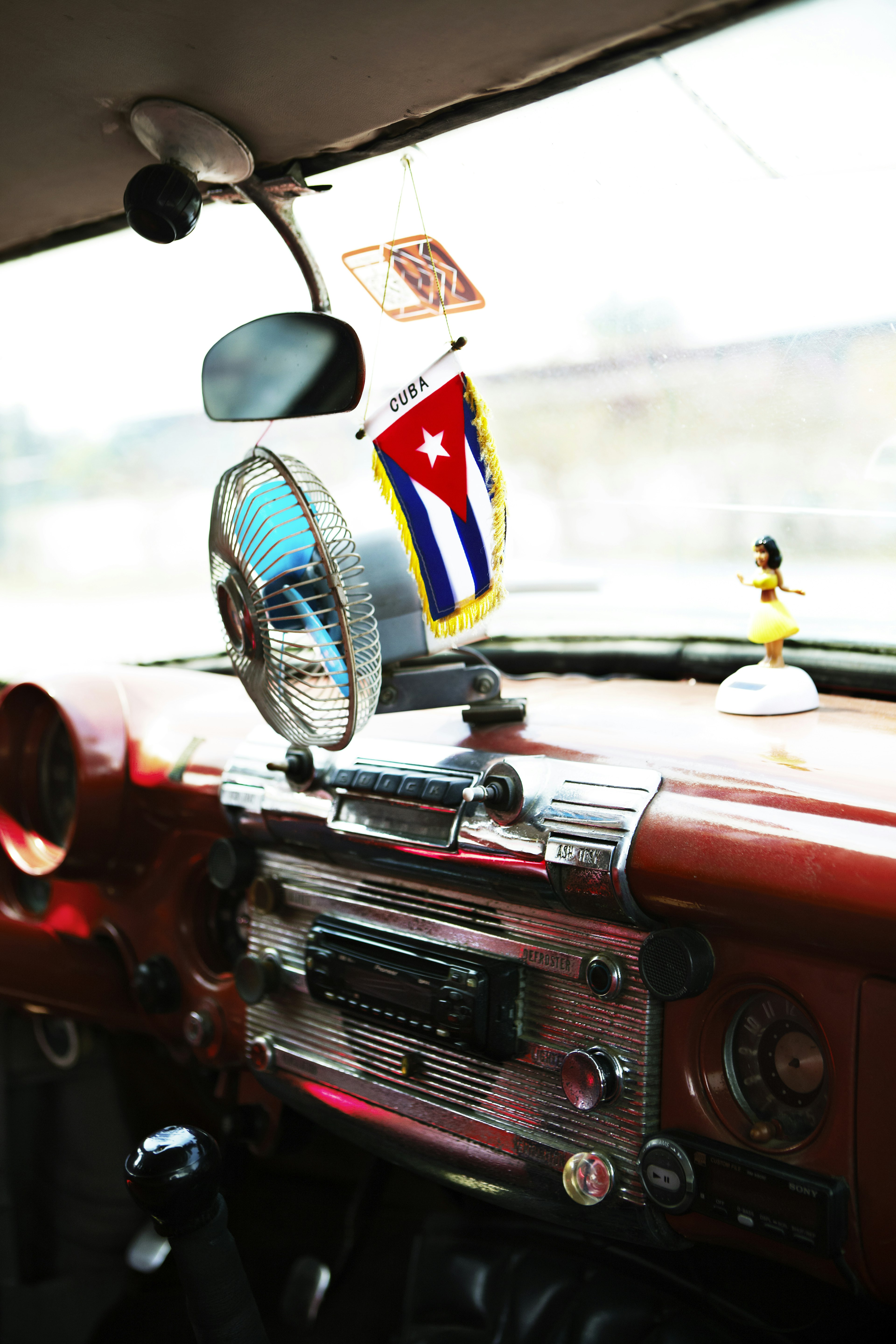 Interior of vintage American car.