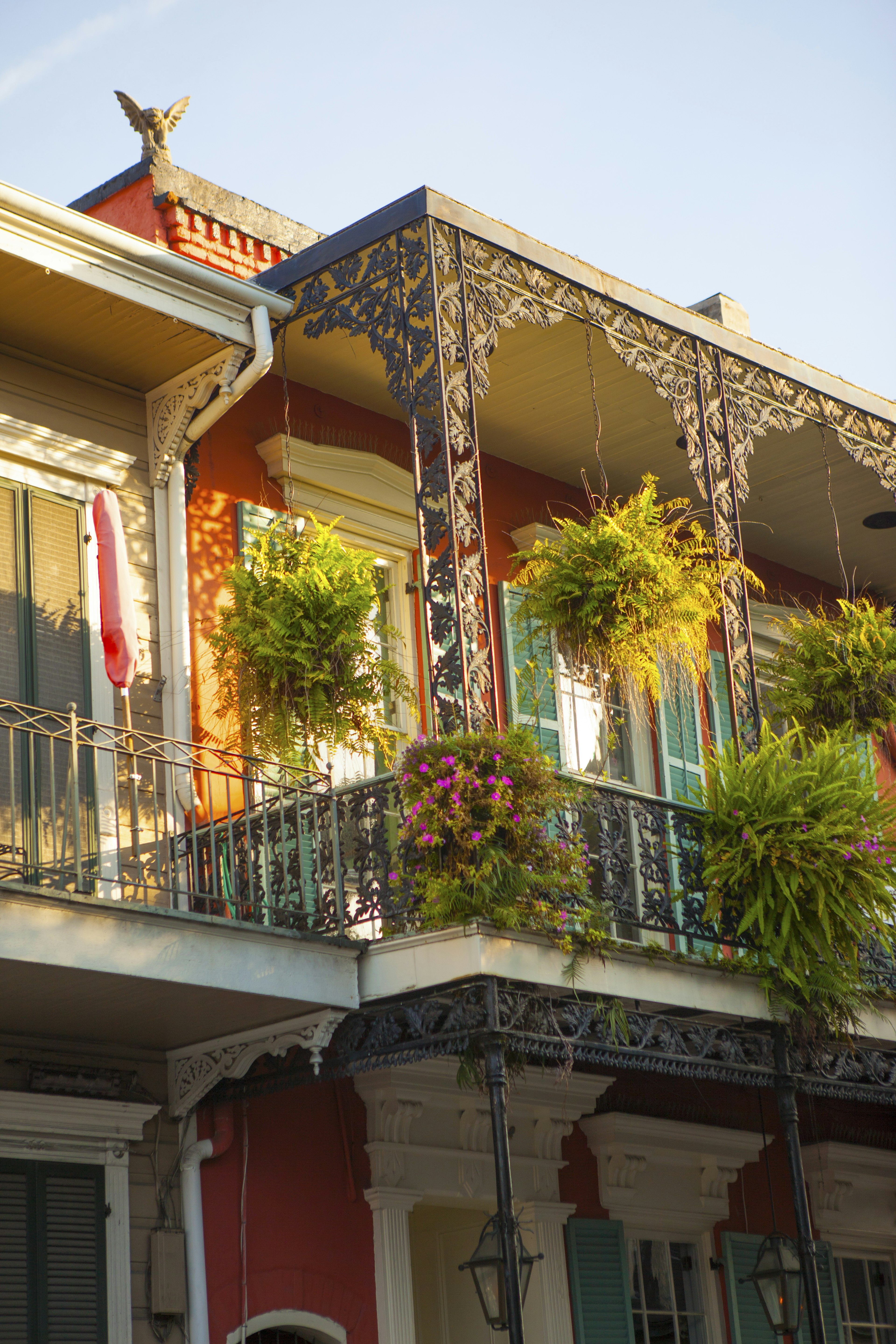 Creole architecture in the French Quarter in New Orleans, Louisiana.