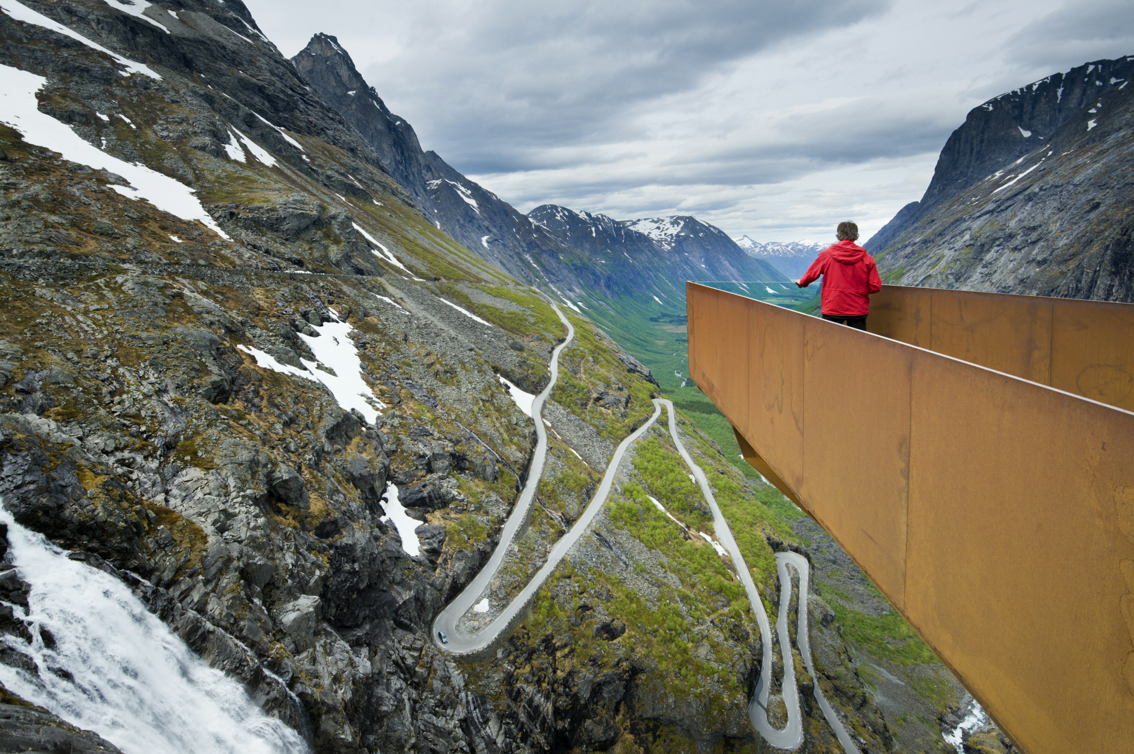 Looking from the vewpoint over the Trollstigen mountain road