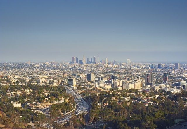 The sprawling city of Los Angeles, as seen from the Hollywood Bowl Overlook.