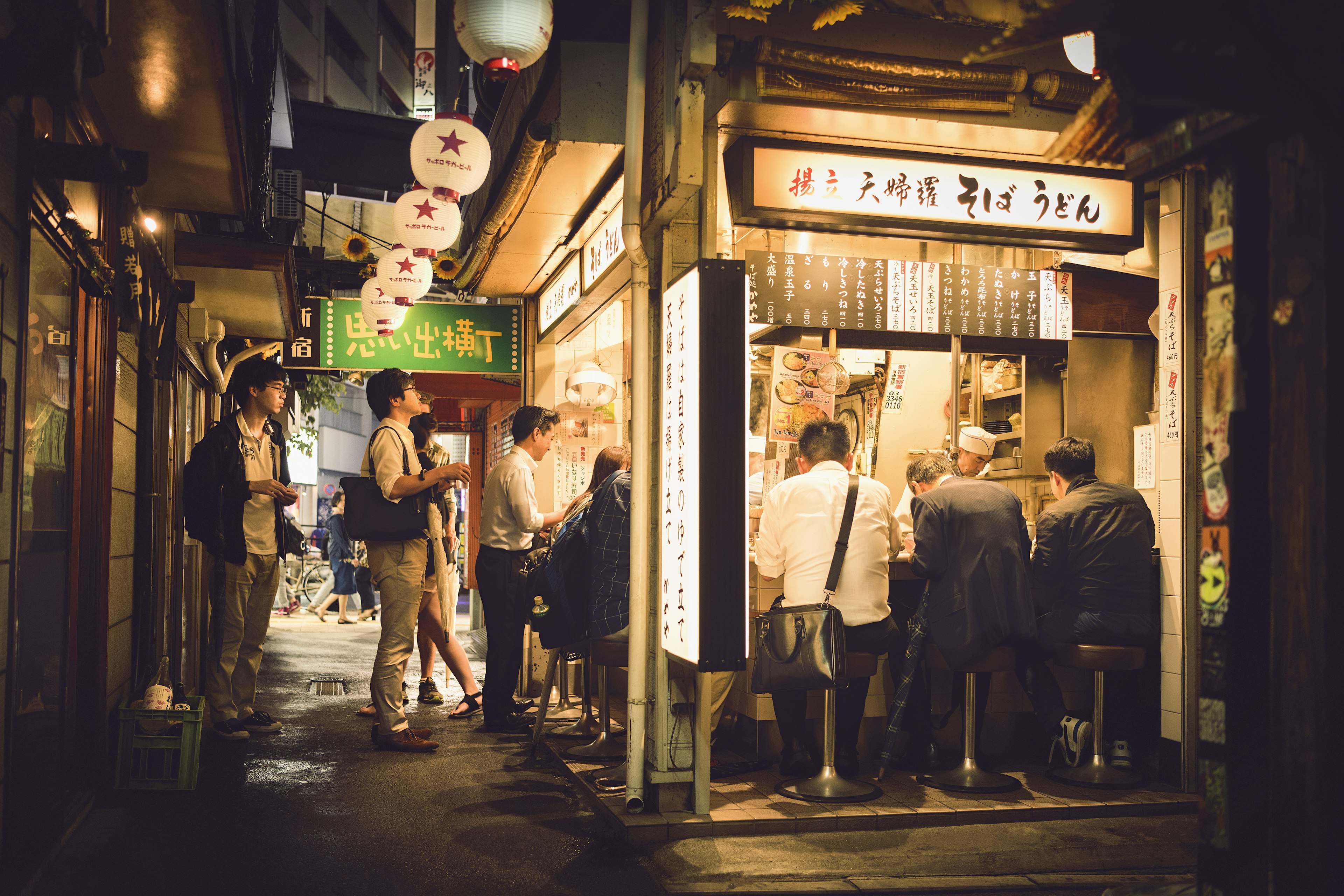 Small eatery in Golden Gai district of Tokyo in the early evening