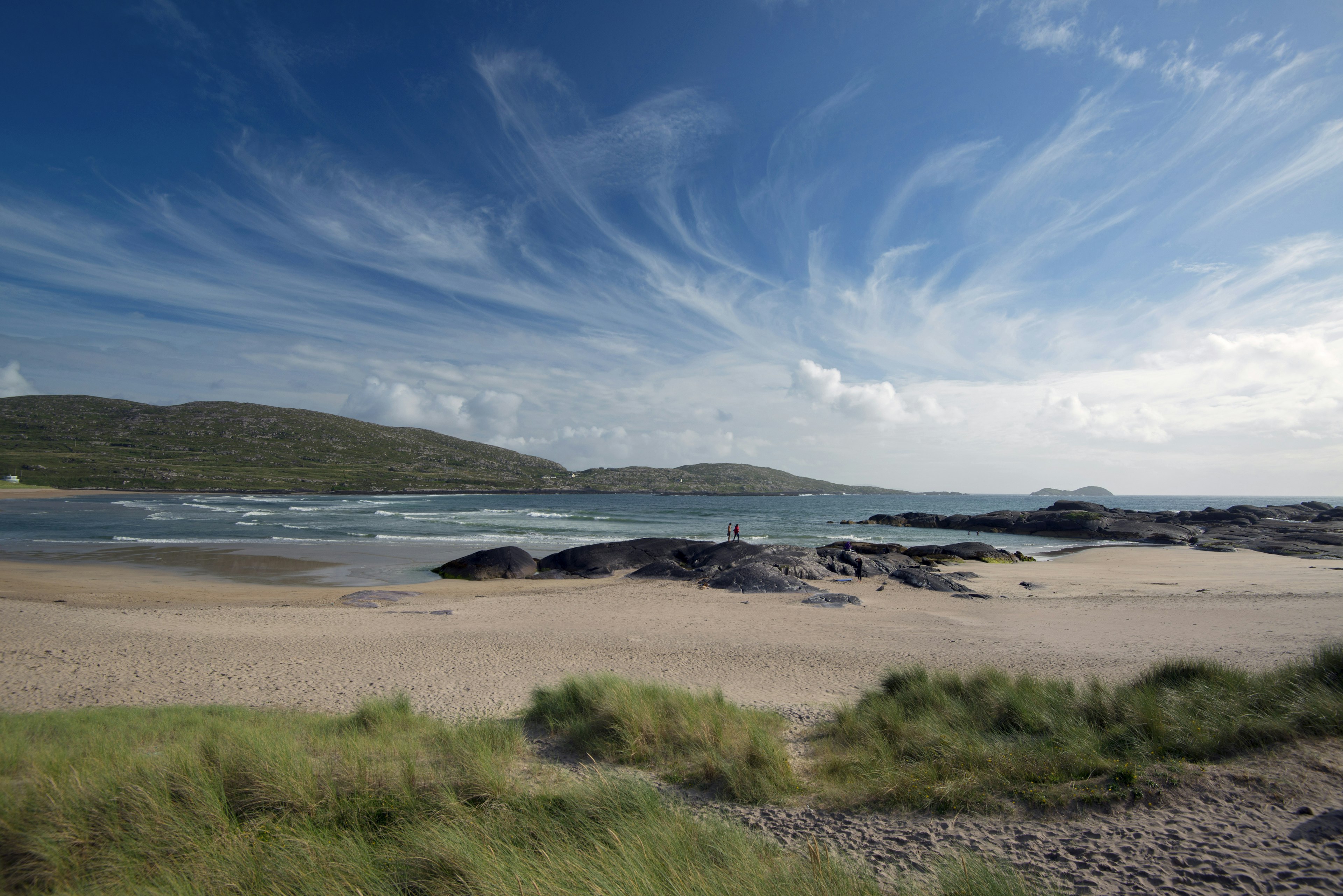 A beach on a sunny day