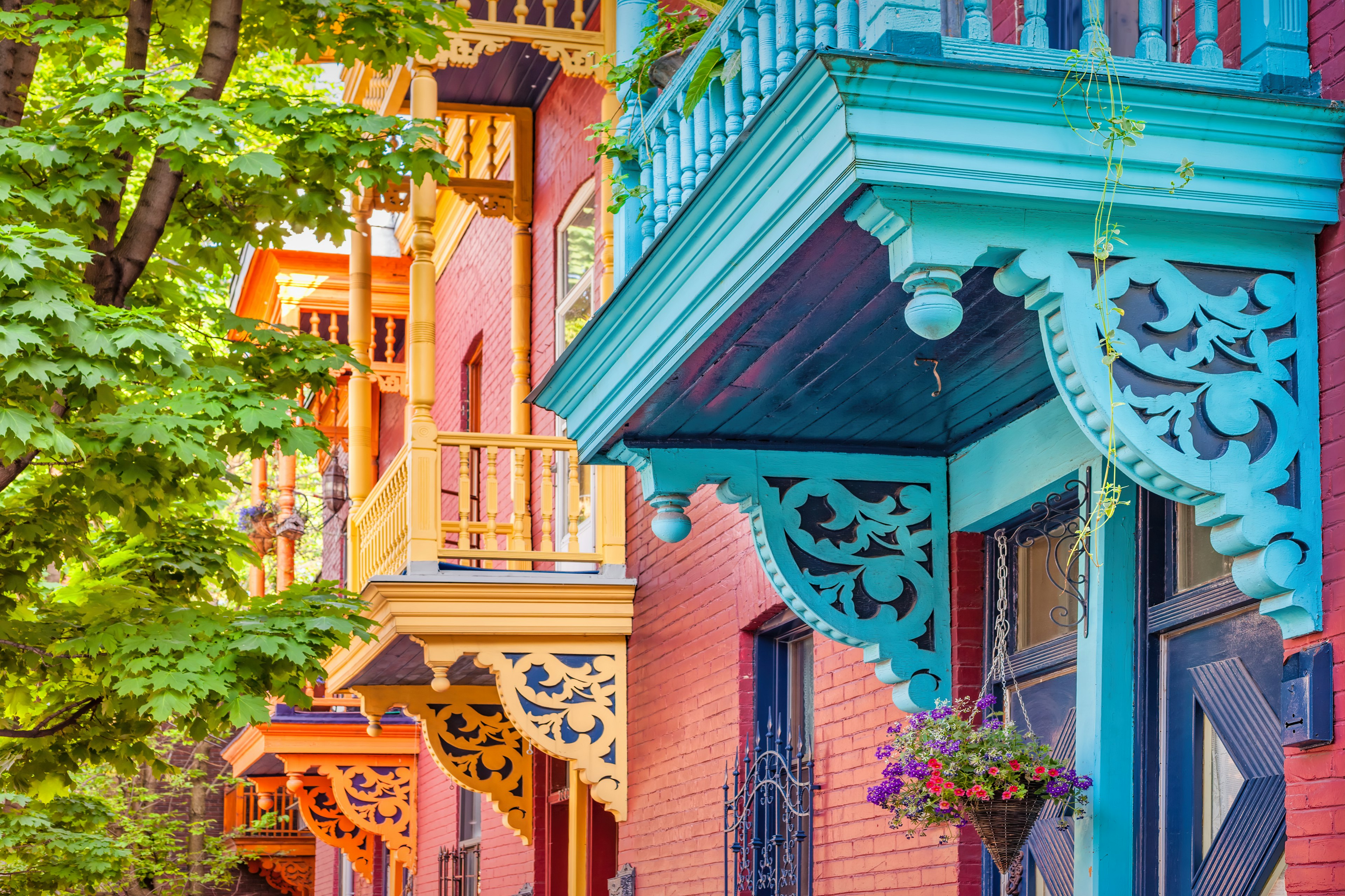 Colorful townhouses Montreal Canada