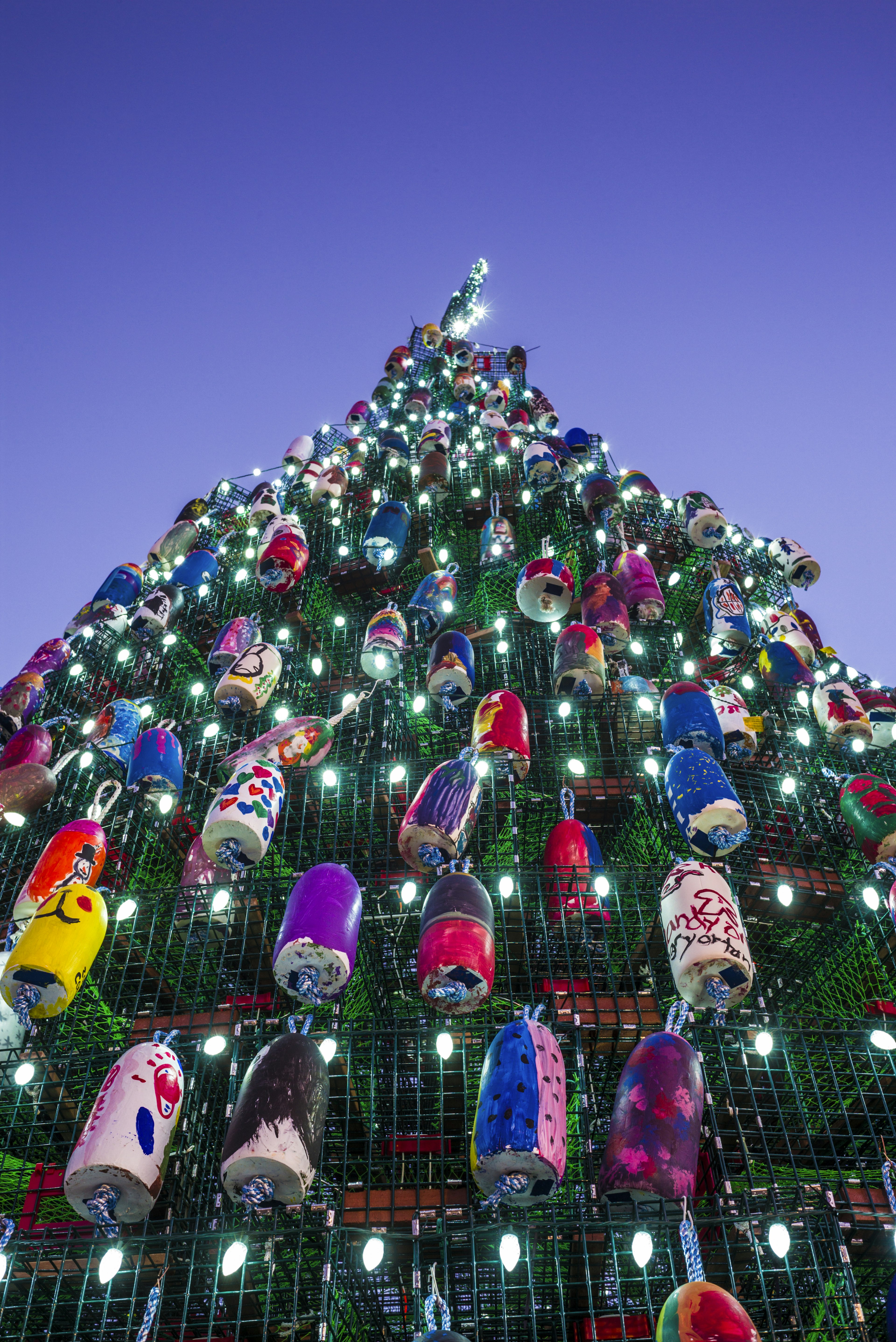 Christmas tree made of lobster traps in Gloucester, Massachusetts