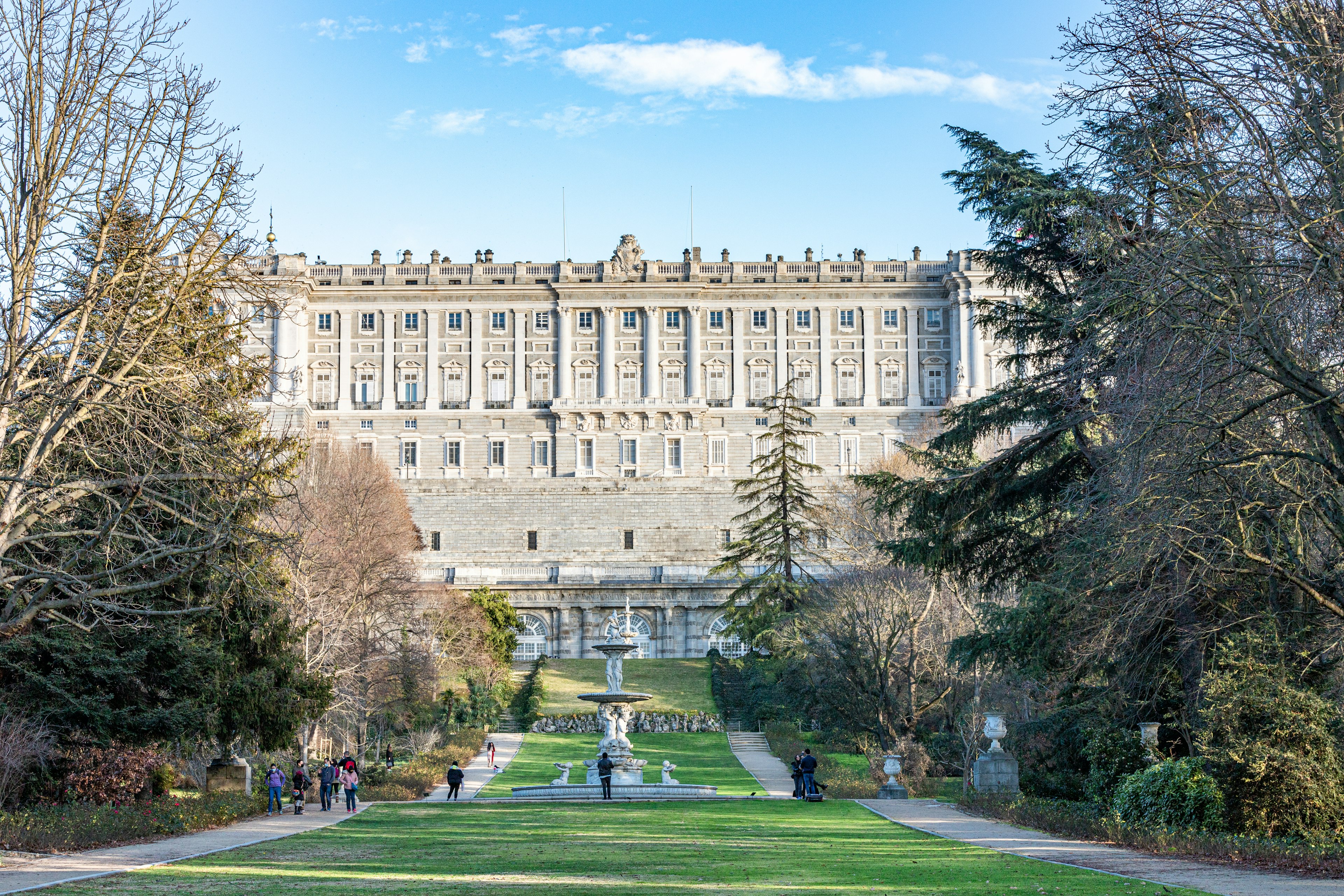 View over the gardens of Campo del Moro towards the Palacio Real in Madrid