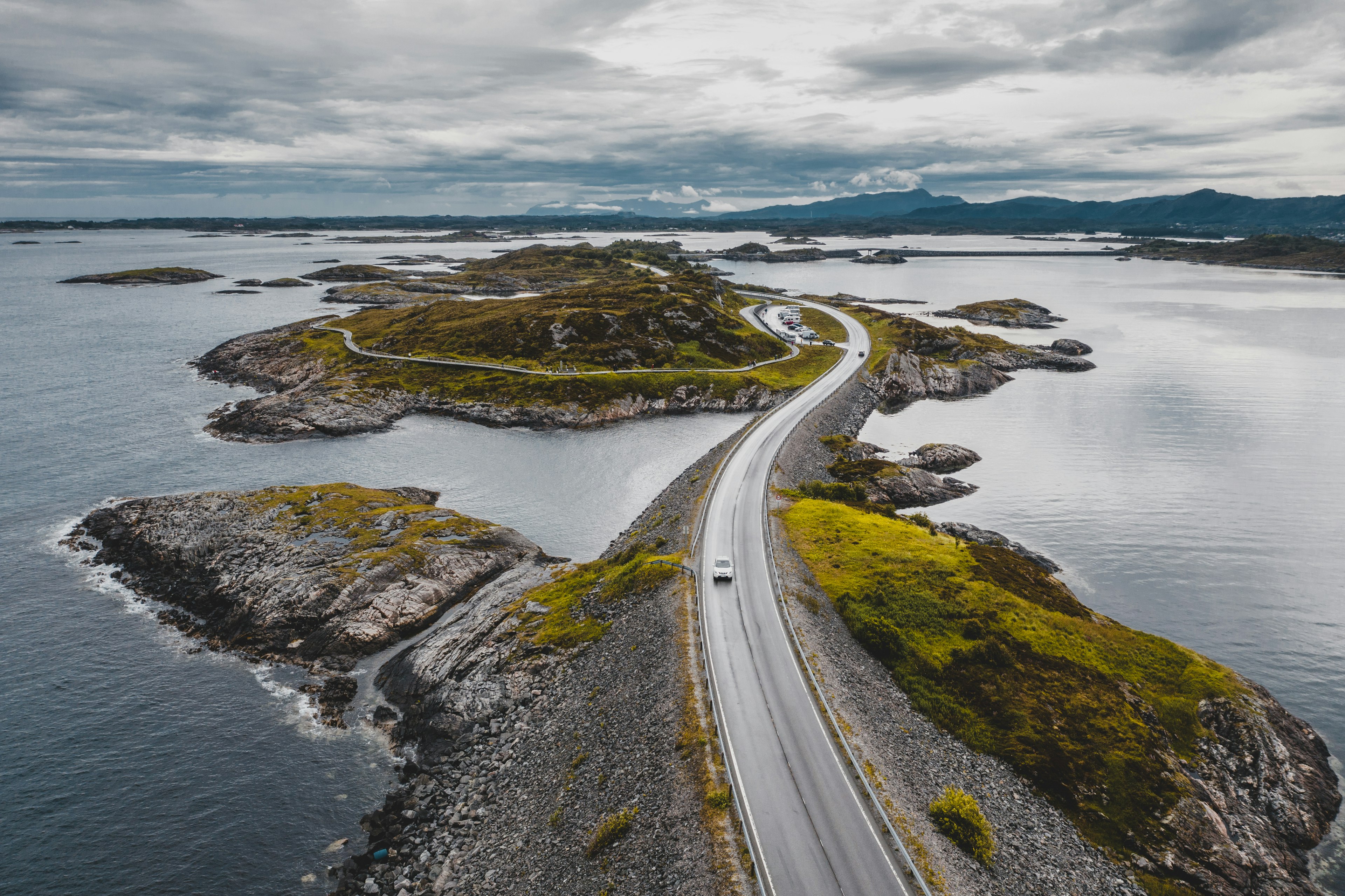 Aerial view of the Atlantic Ocean Road, Norway