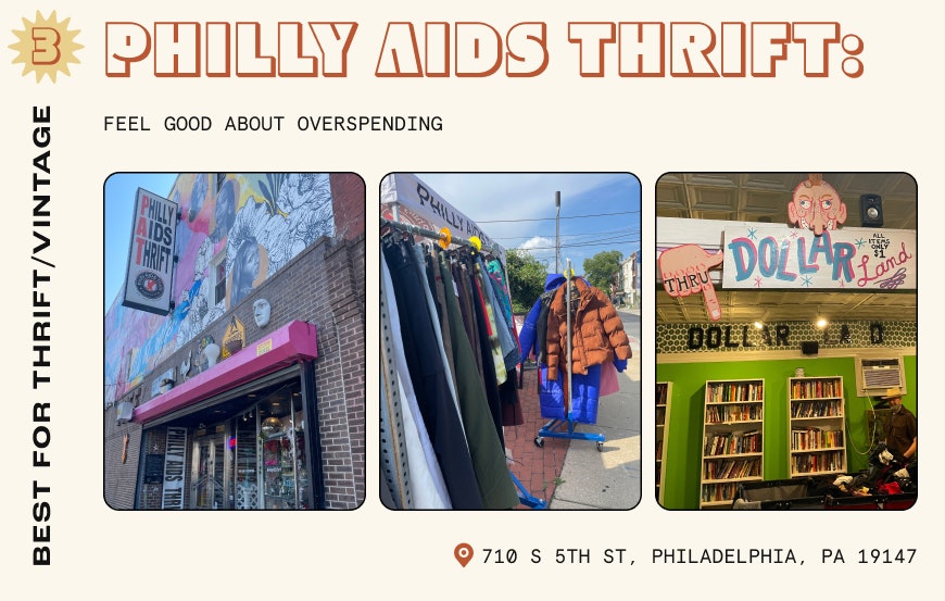 Second-hand clothes for sale at Philly AIDS Thrift