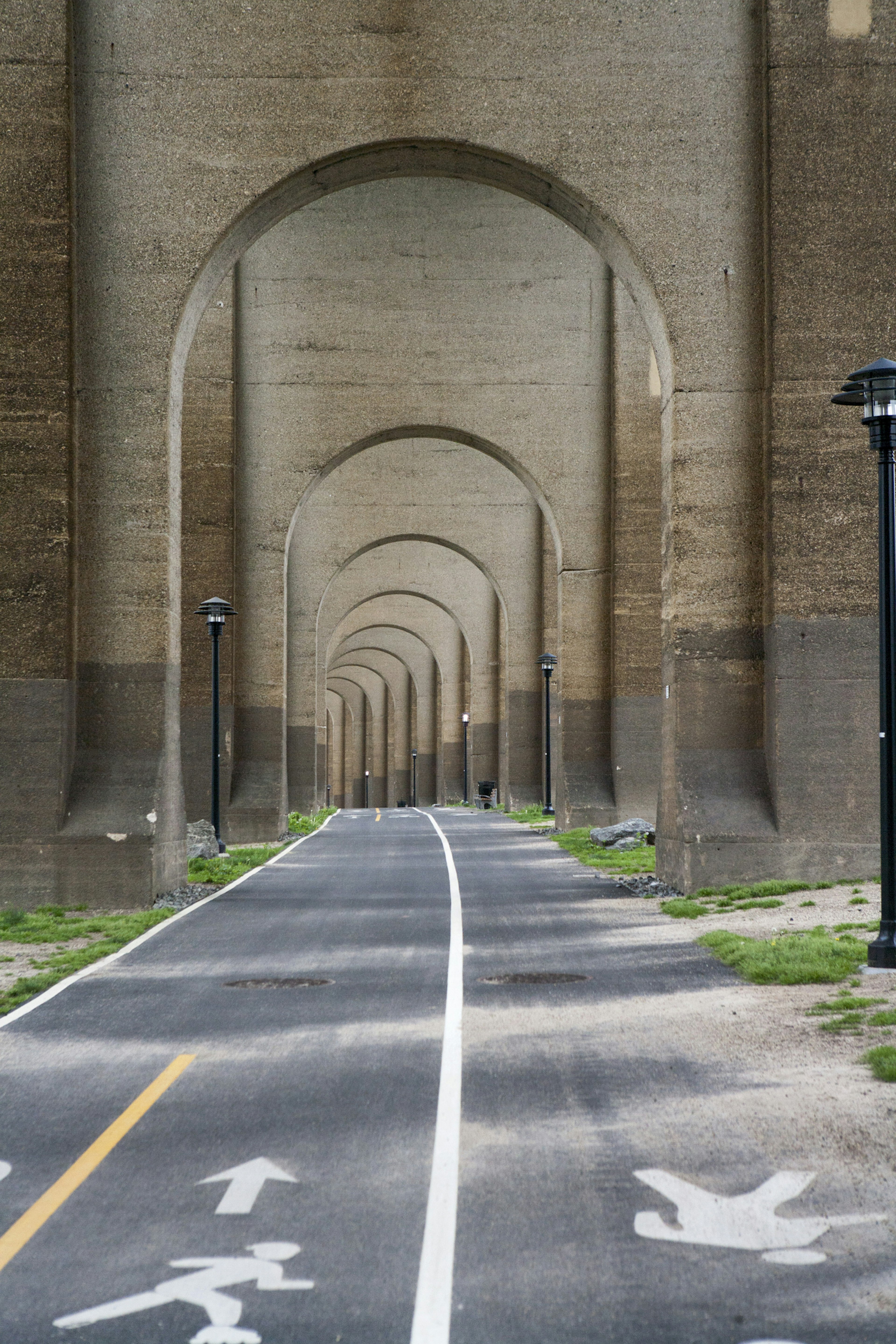 Running and Skating Path Under Bridge