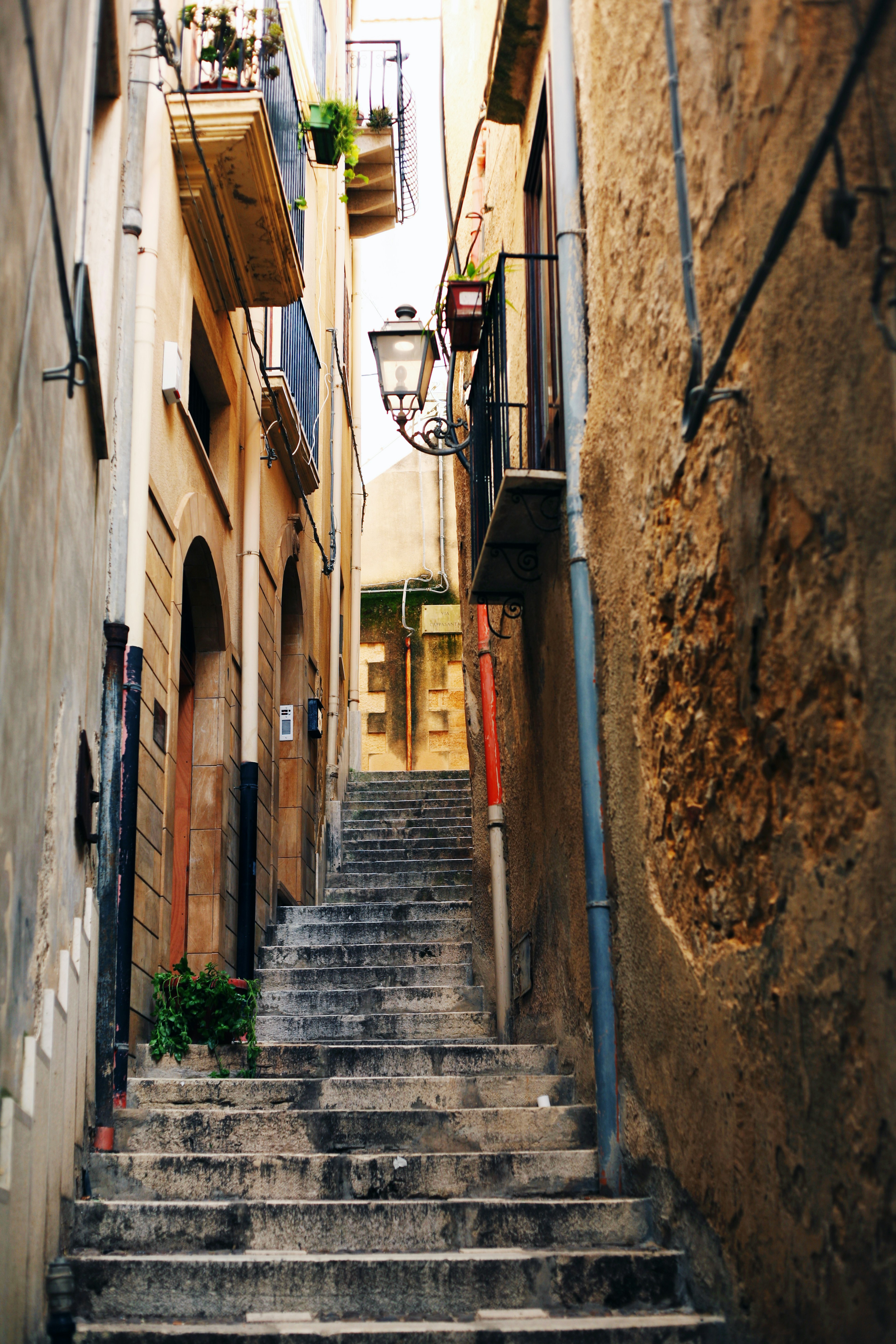 Empty medieval street in Salemi