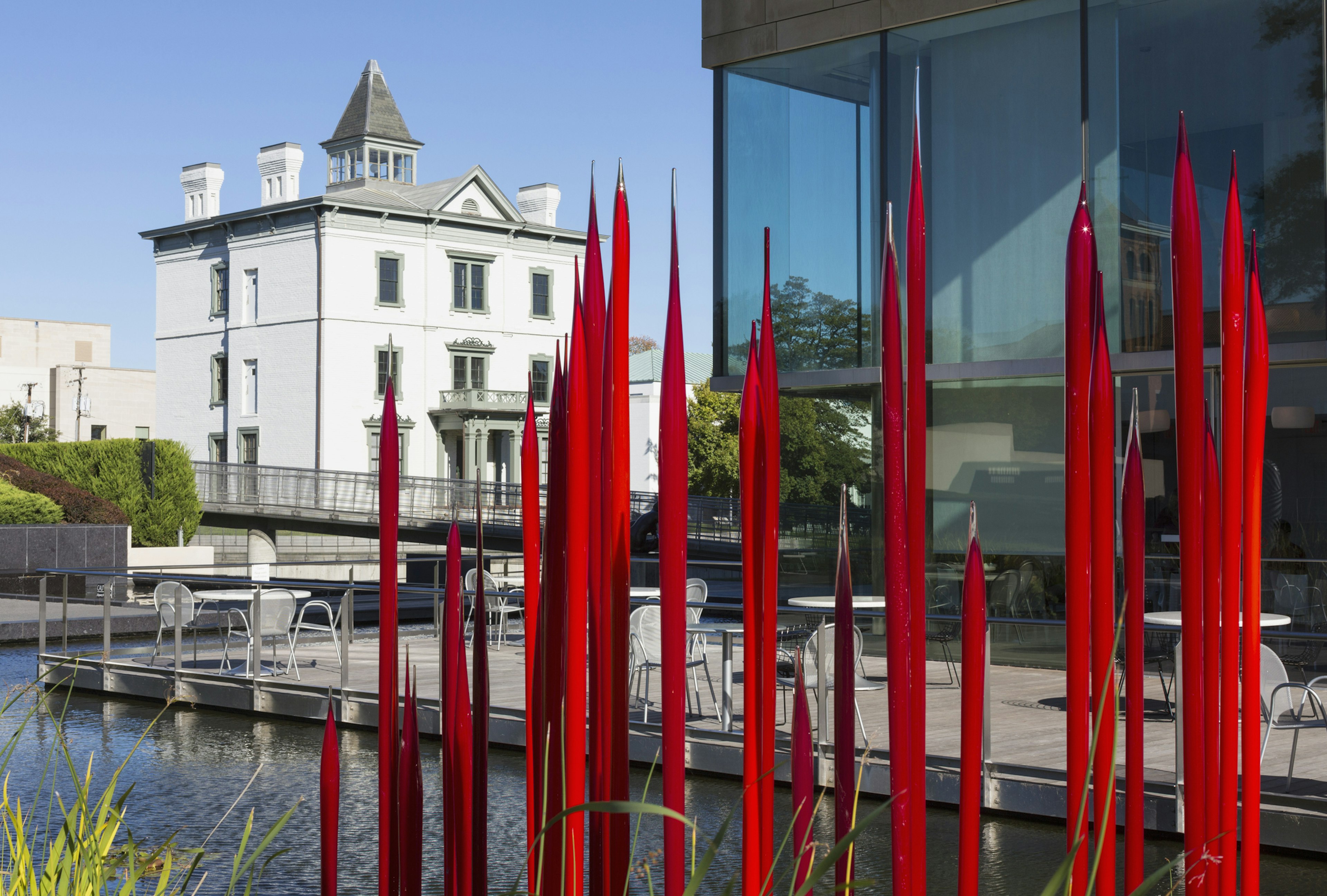 Dale Chihuly's glass reed sculpture at the Virginia Museum of Fine Arts VMFA in Richmond, Virginia.