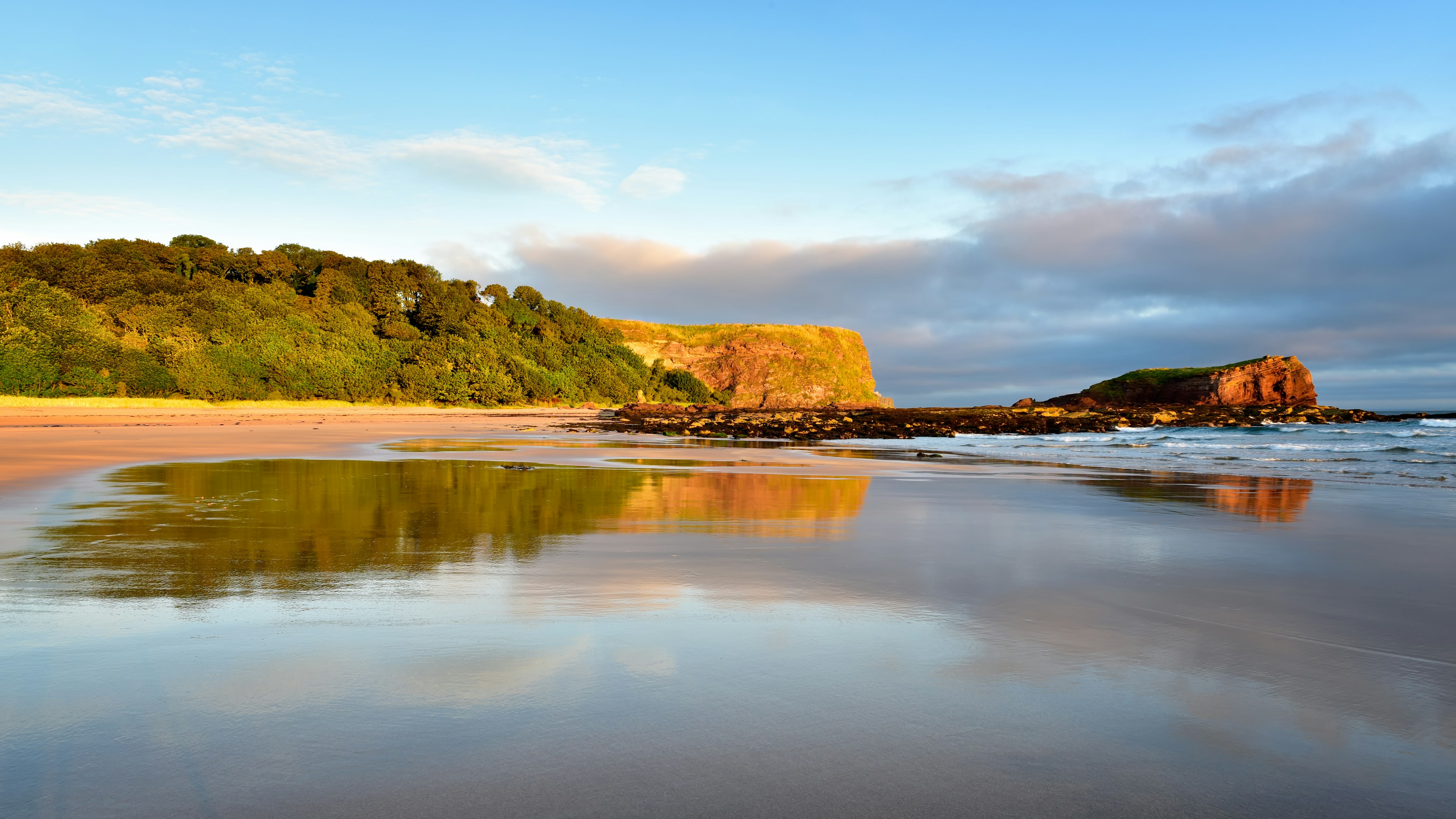 Seacliff beach near Edinburgh at sunset