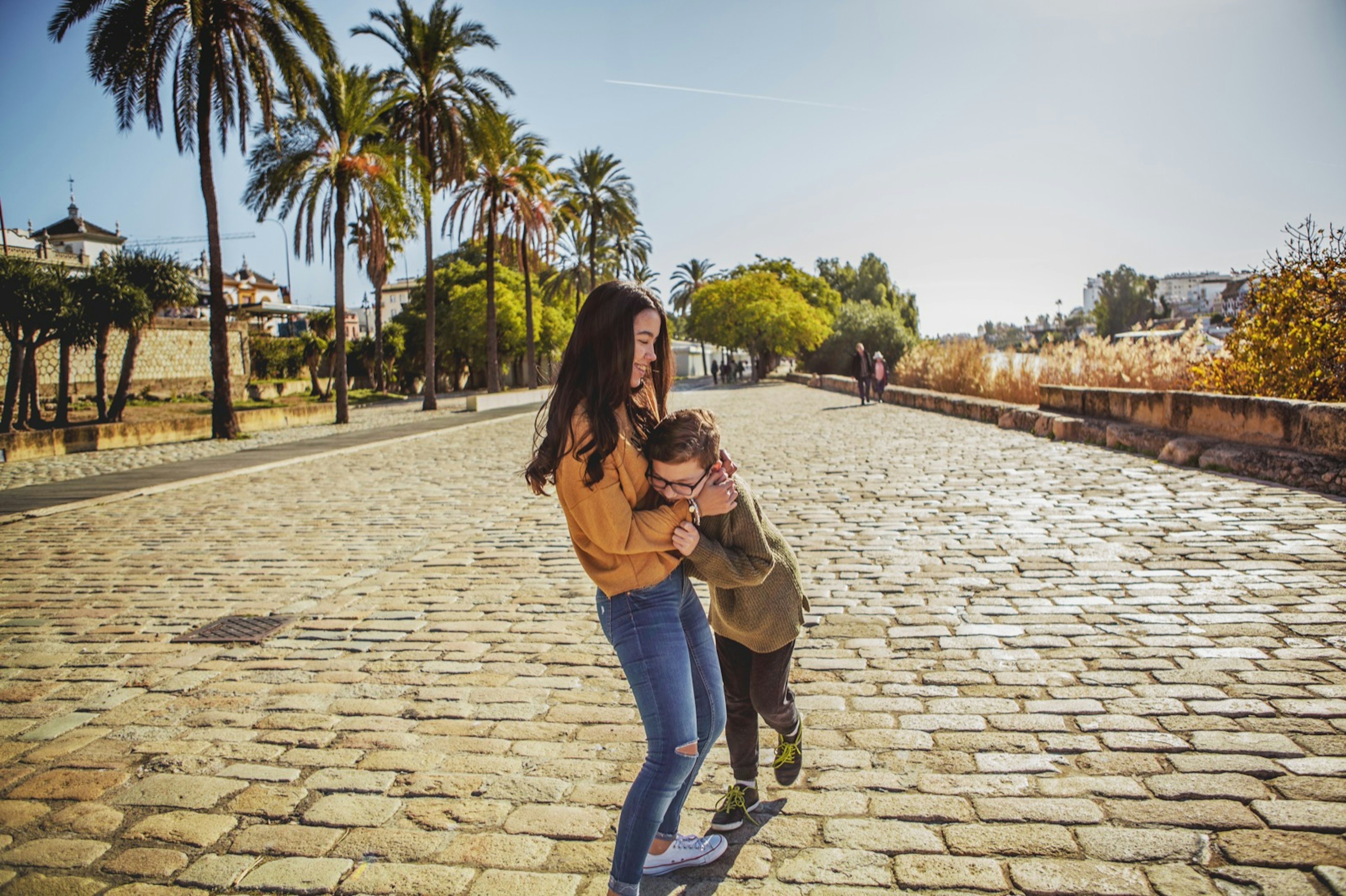 happy friends in Sevilla, Andalusia, Spain