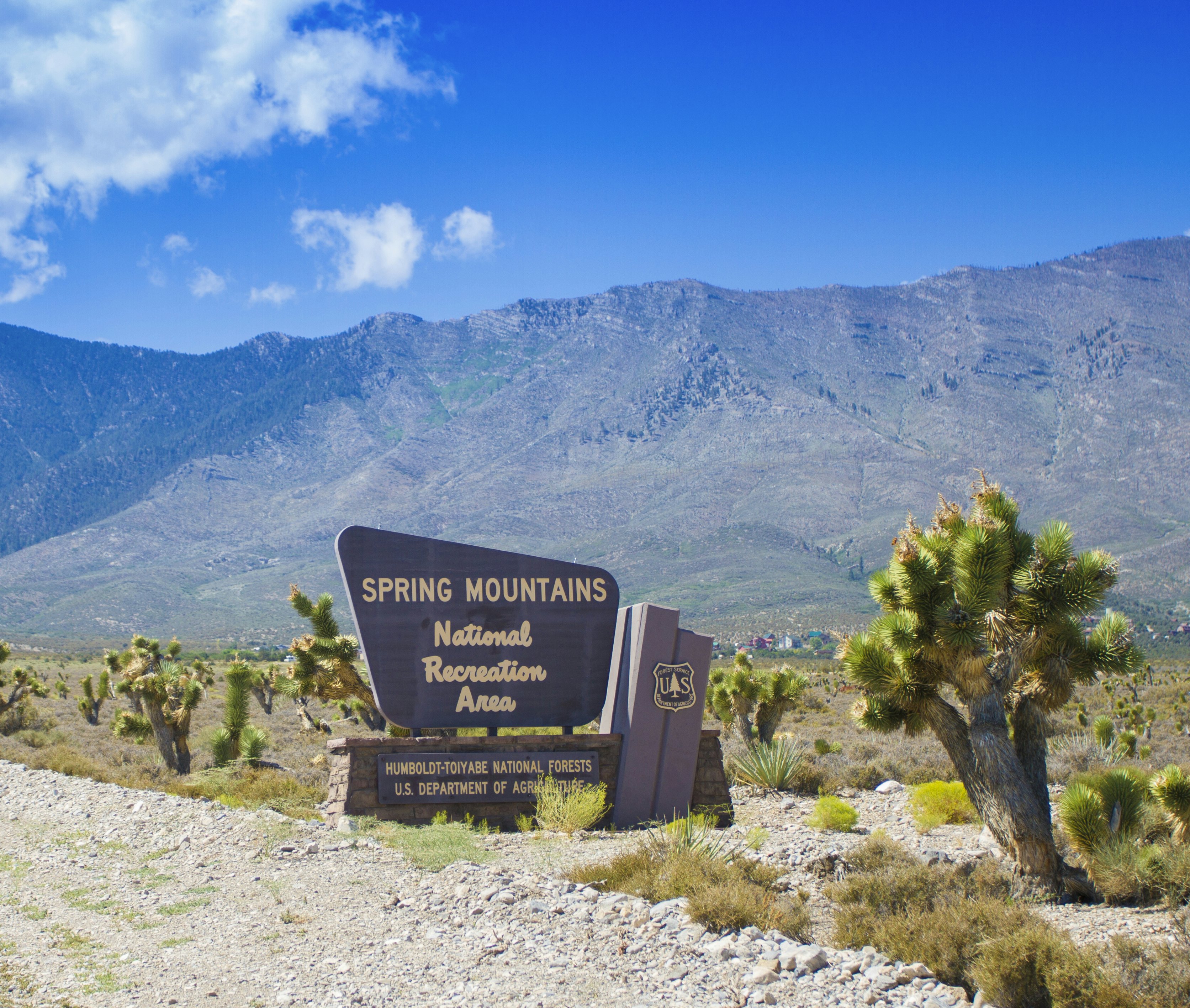 A photo of the Spring Mountains sign in Nevada.