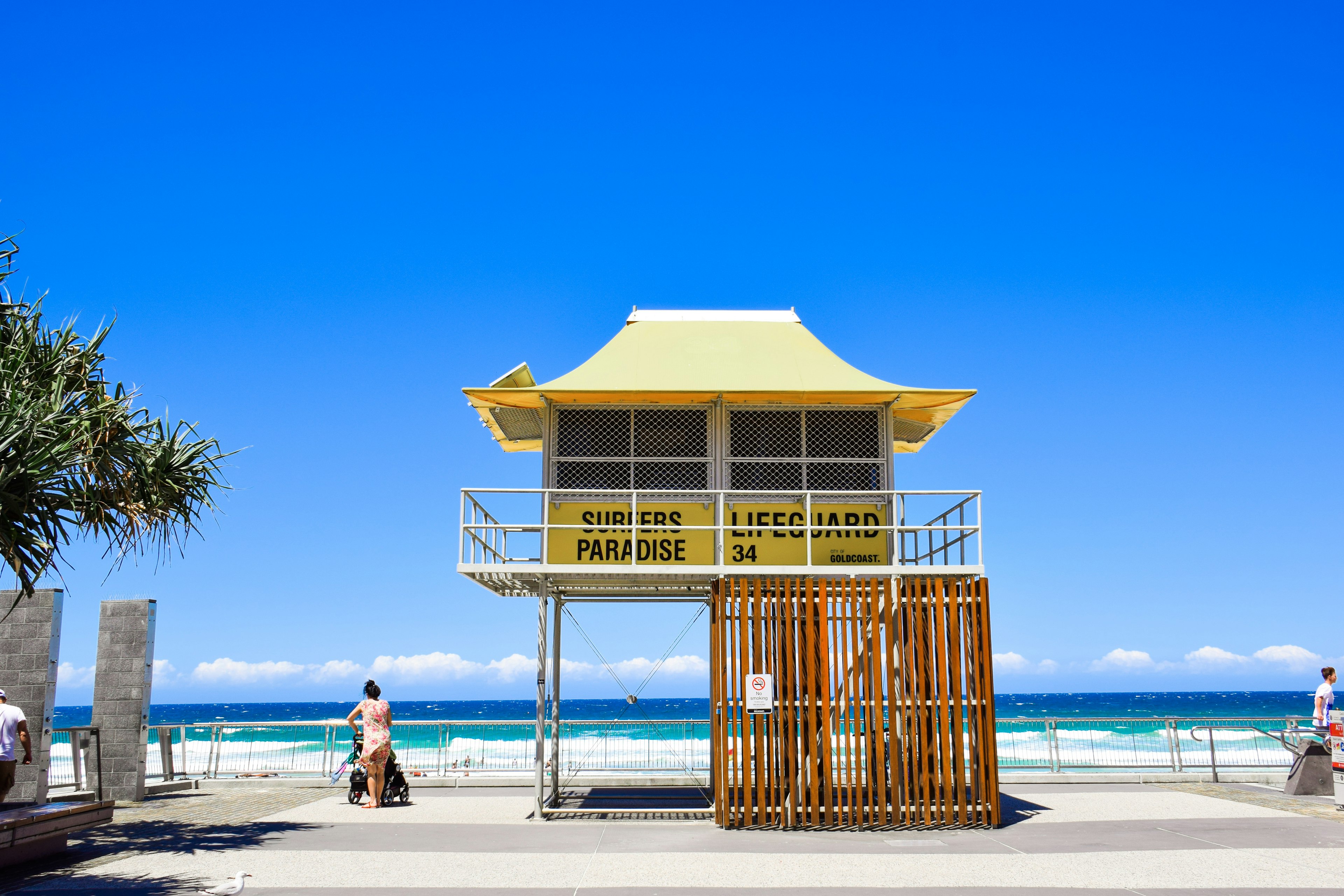 Lifeguard tower at Surfers Paradise beach