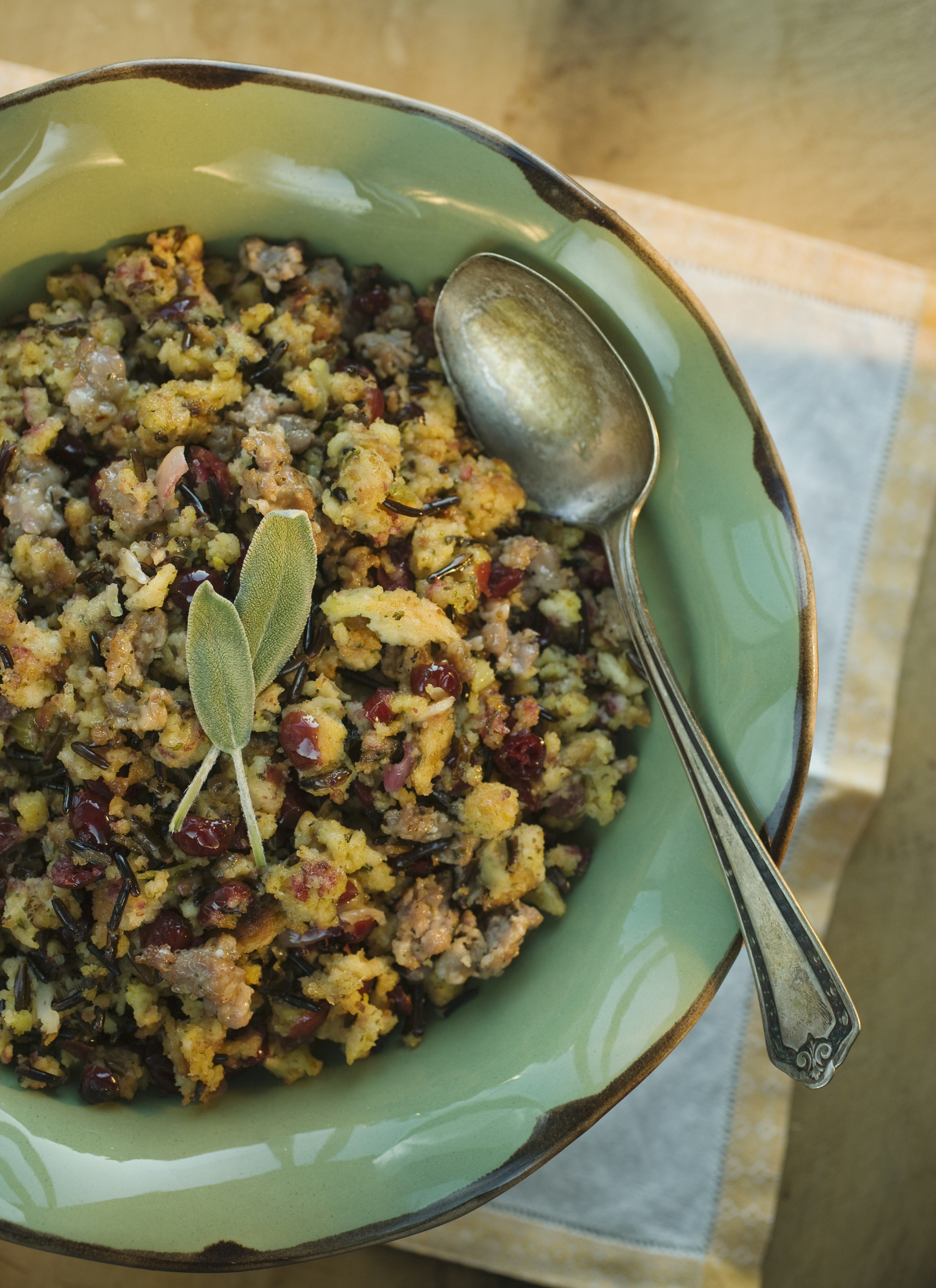 Thanksgiving stuffing in bowl