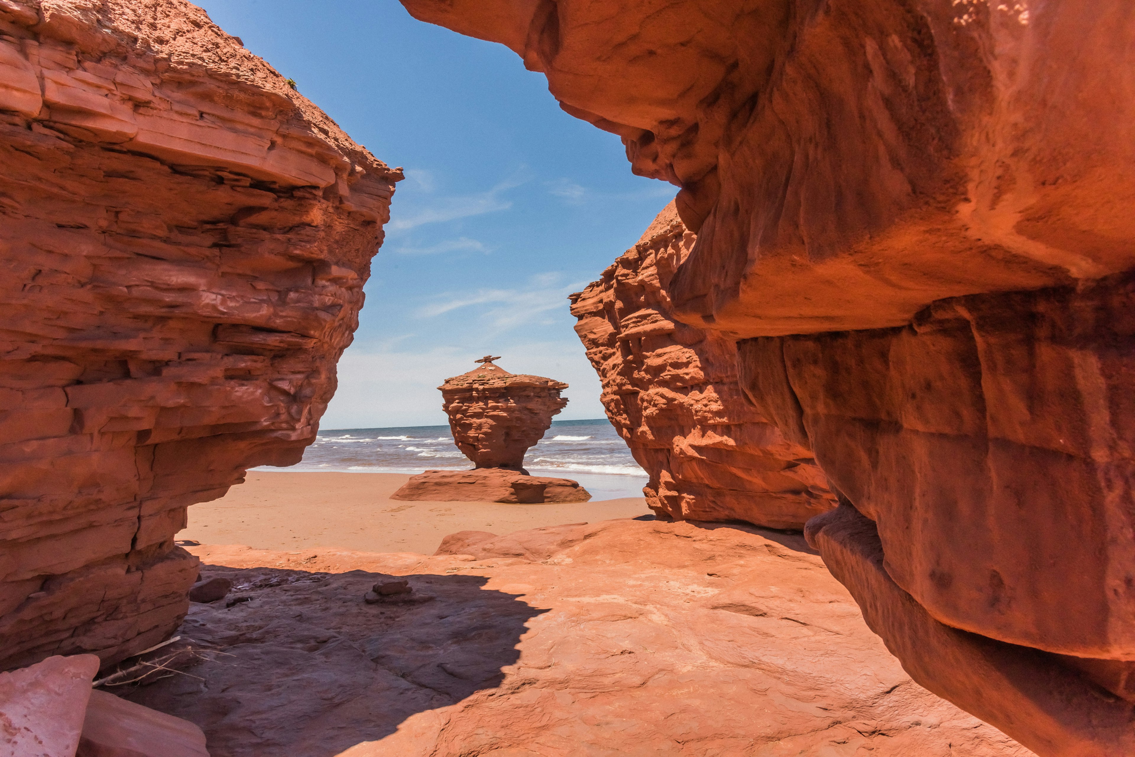 Tea Cup Rock, a red sandstone rock on Prince Edward Island