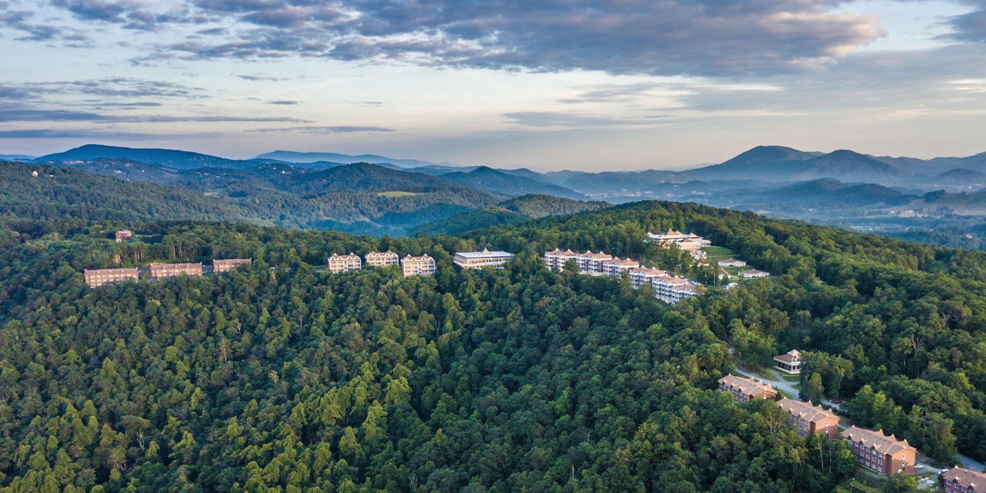 Aerial shot of The Art of the Living Retreat Center in North Carolina 