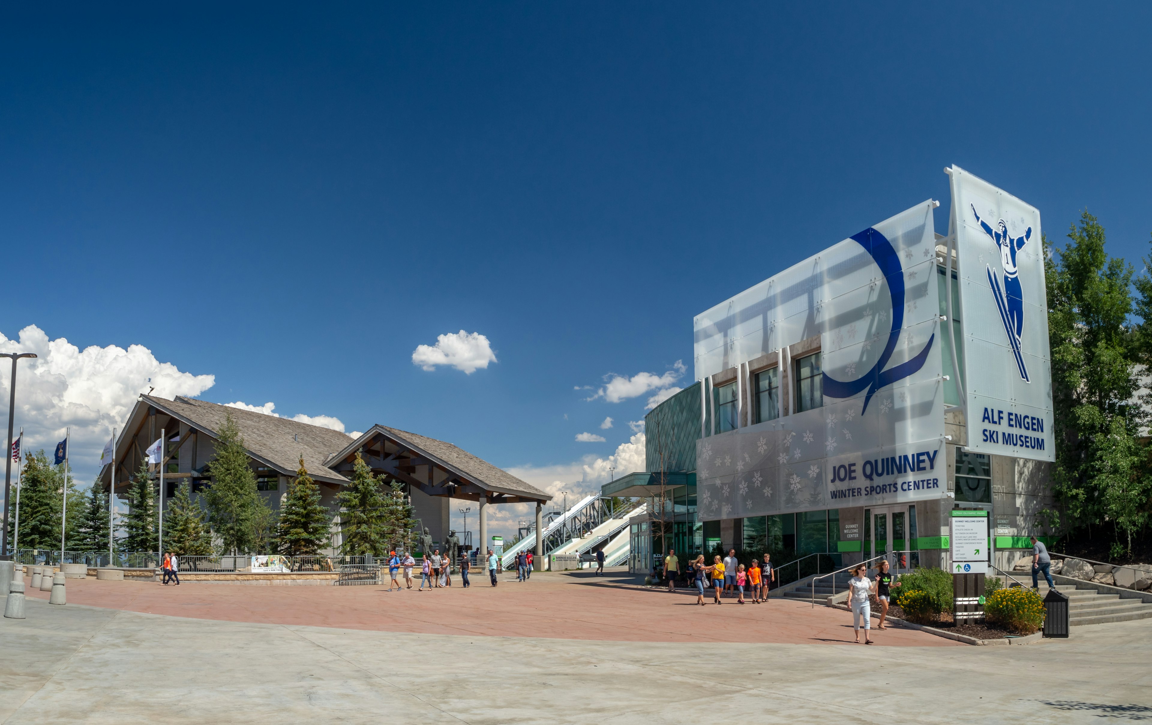 People walking near museums at Utah Olympic Park