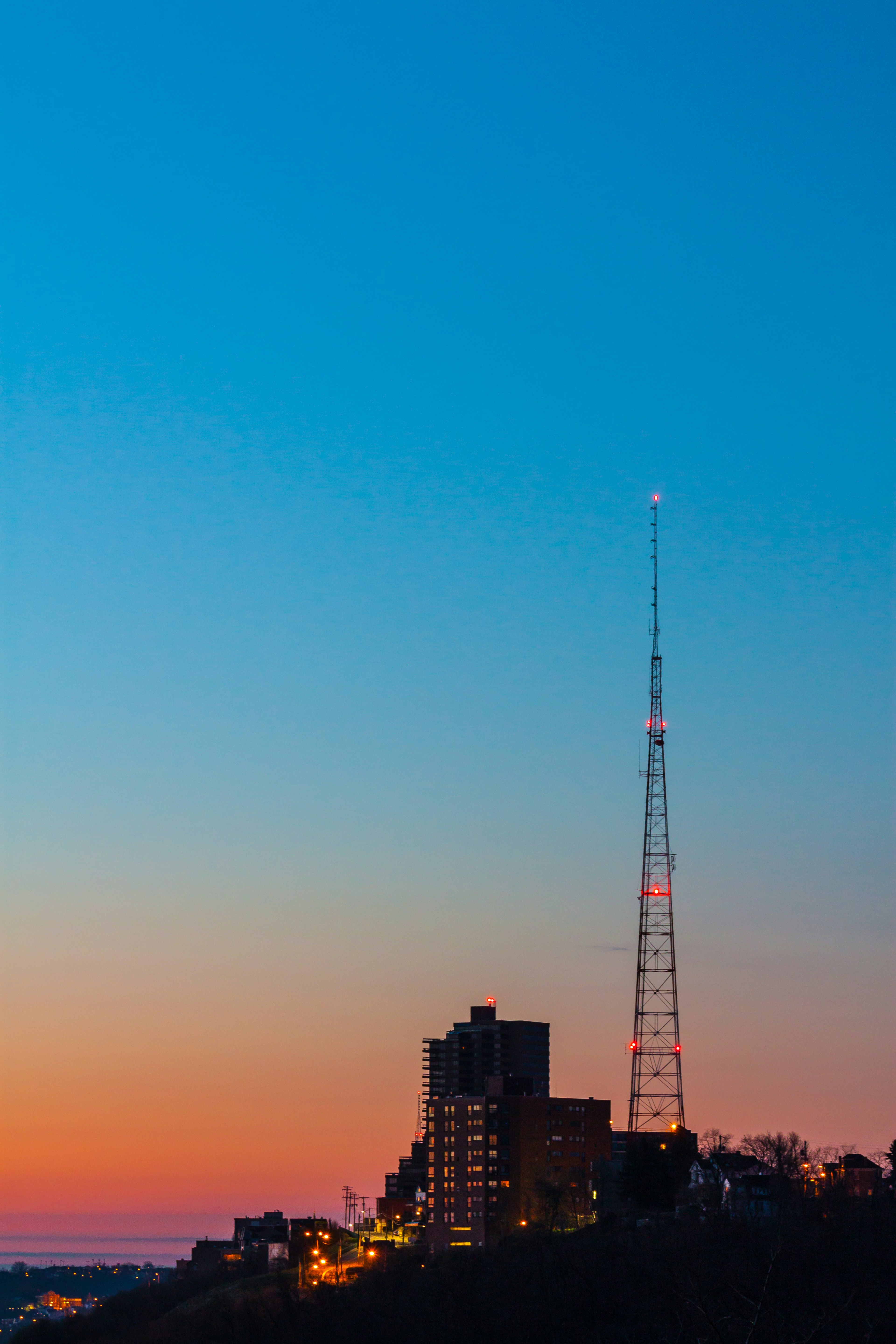 Shot of Duquesne Heights from the West End Overlook during the sunrise in Pittsburgh, PA.