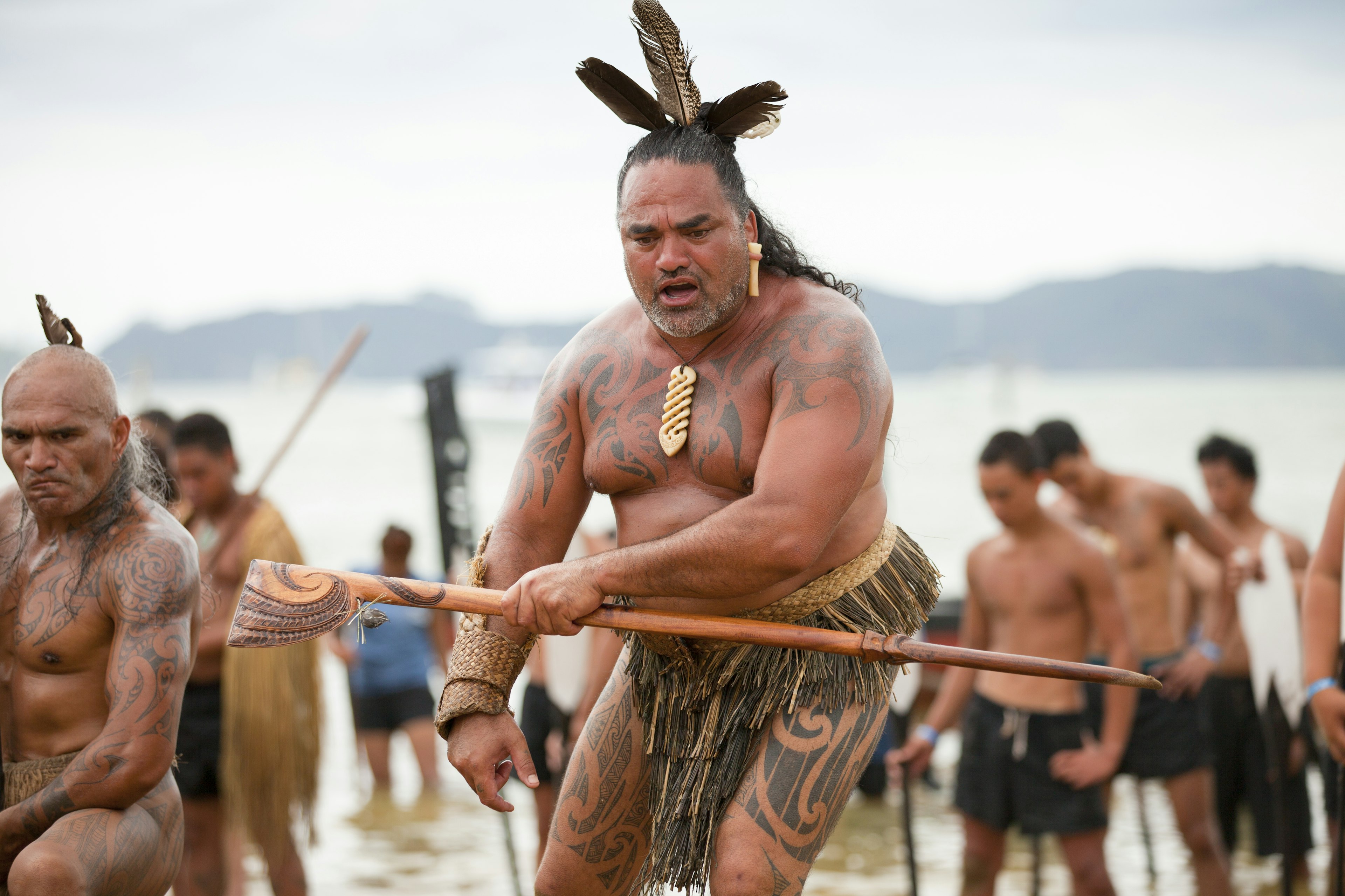 Māori warriors celebrating Waitangi Day