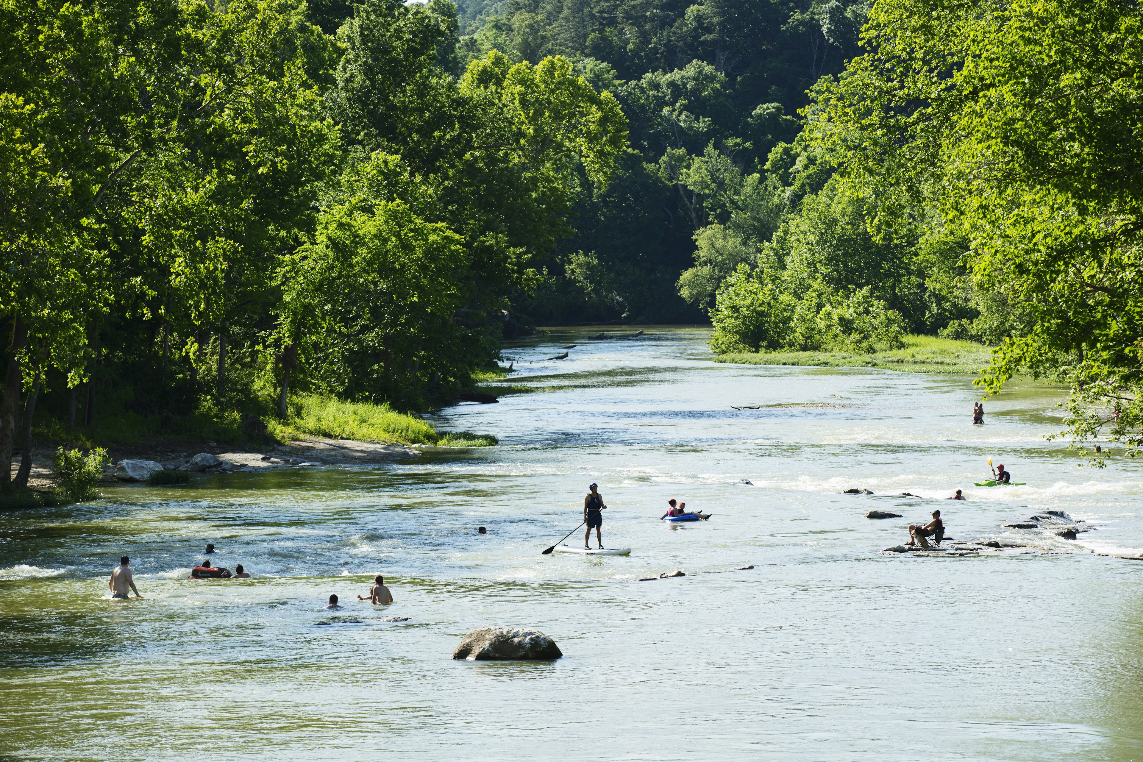 Playing in the water at the whitewater park