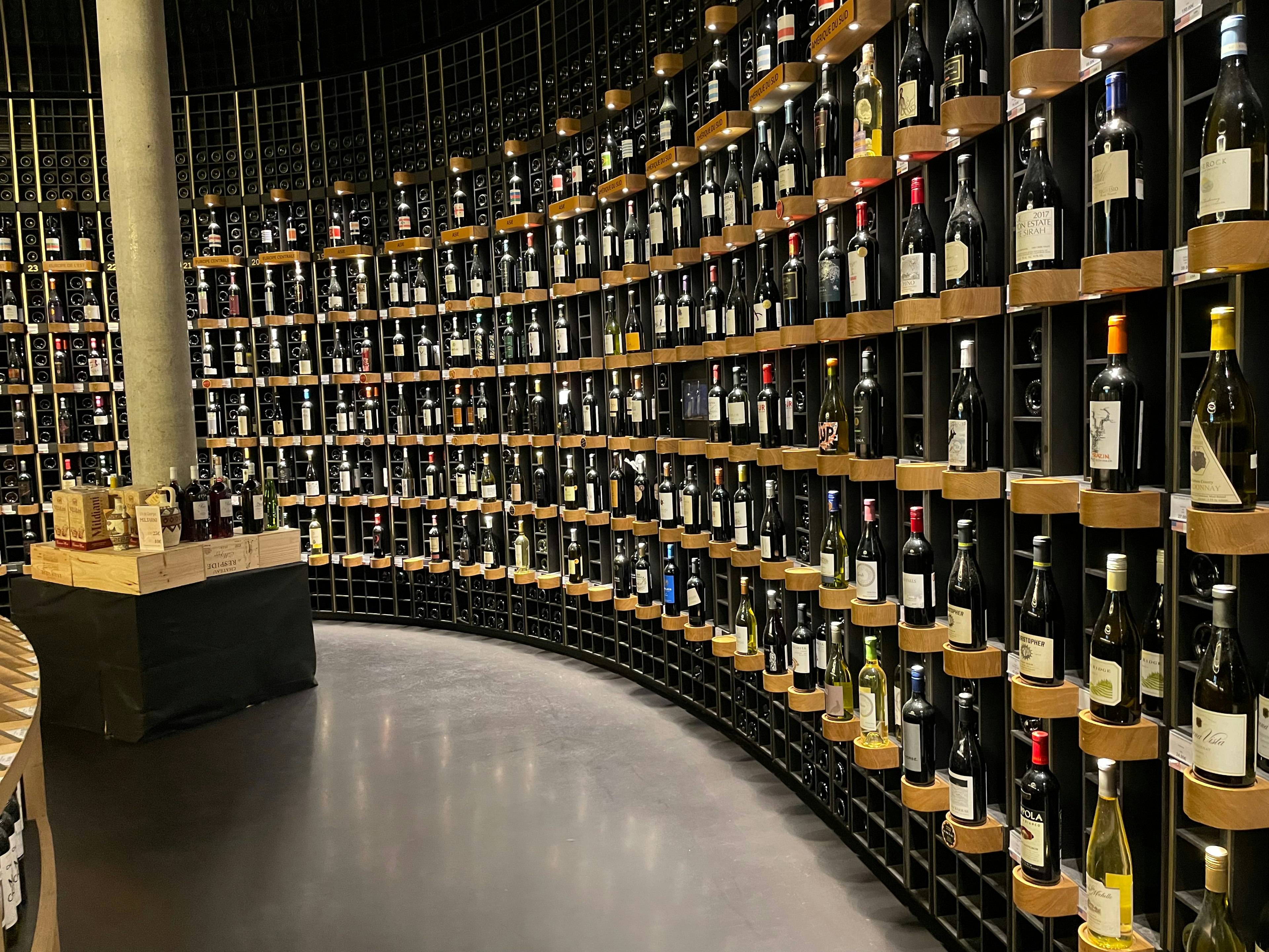 Bottles of wine in La Cite du Vin wine shop.