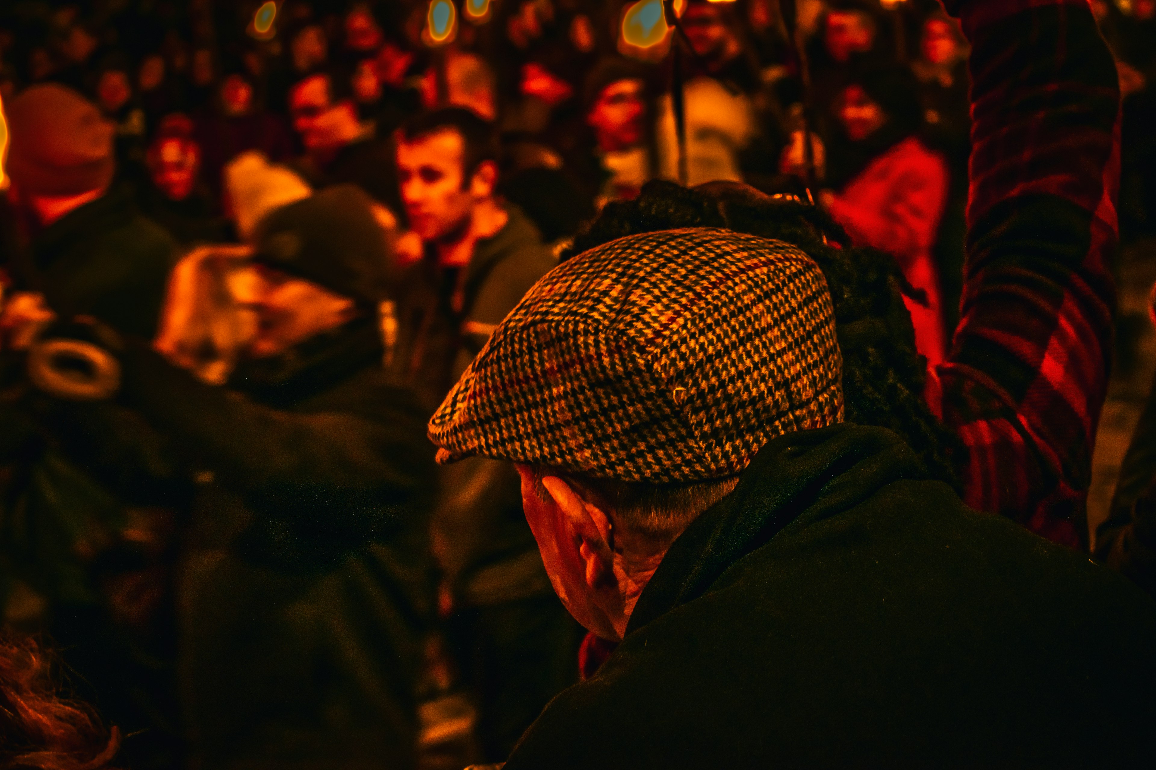 People attending the Torchlight procession the day before Hogmanay in Edinburgh