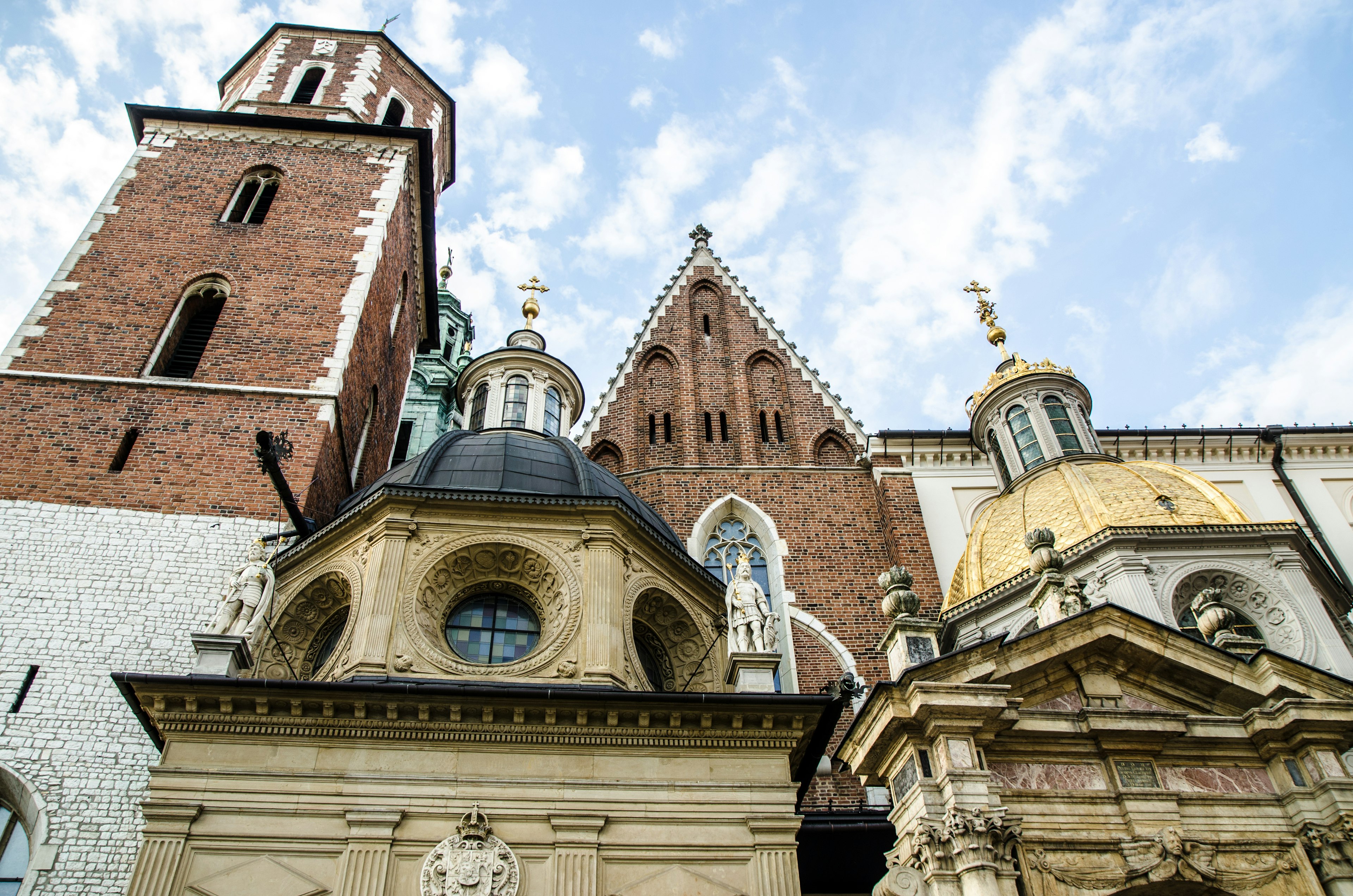 Wawel Cathedral in Krakow shot from below during summer day