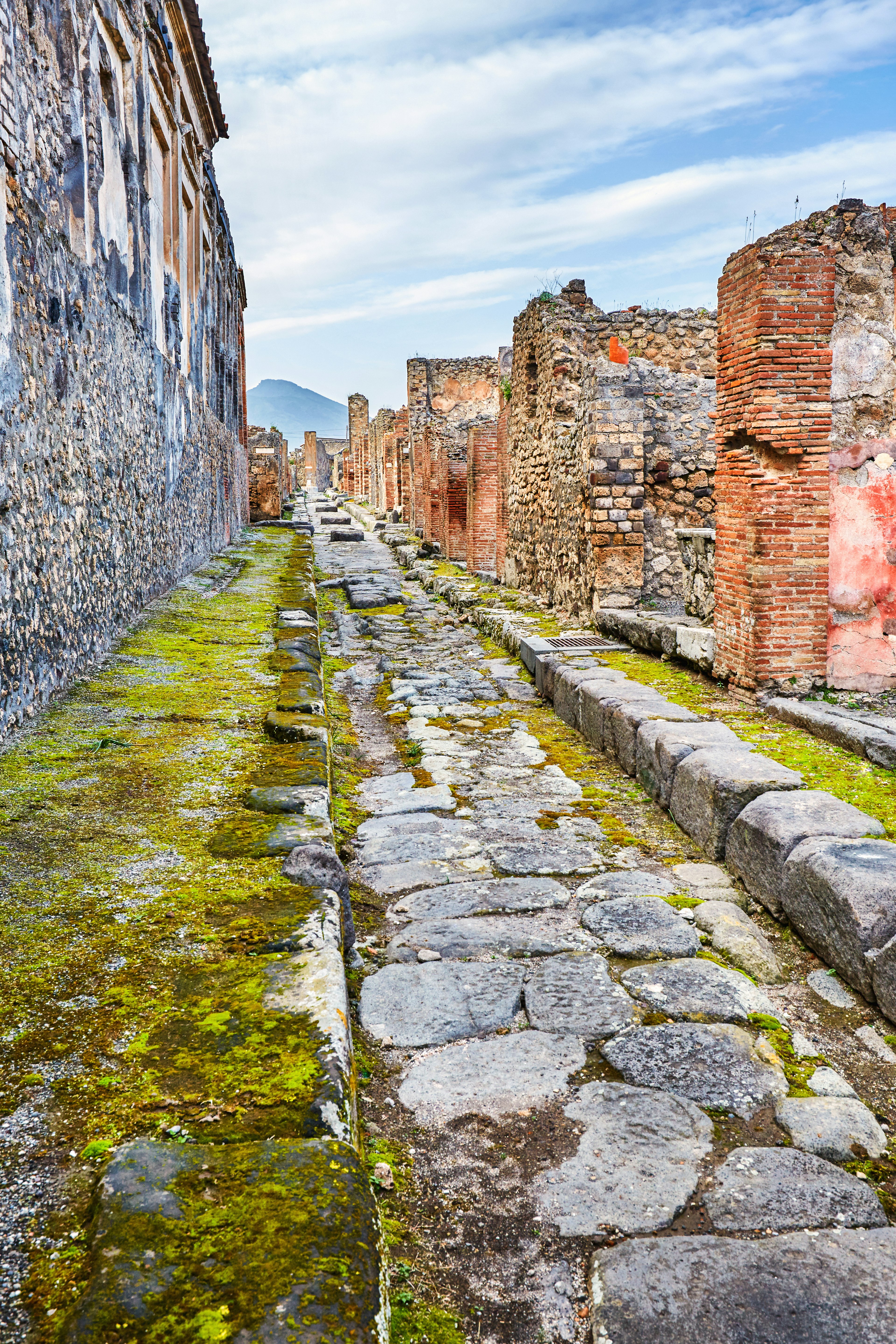 Empty streets in the ruins of the ancient city of Pompeii