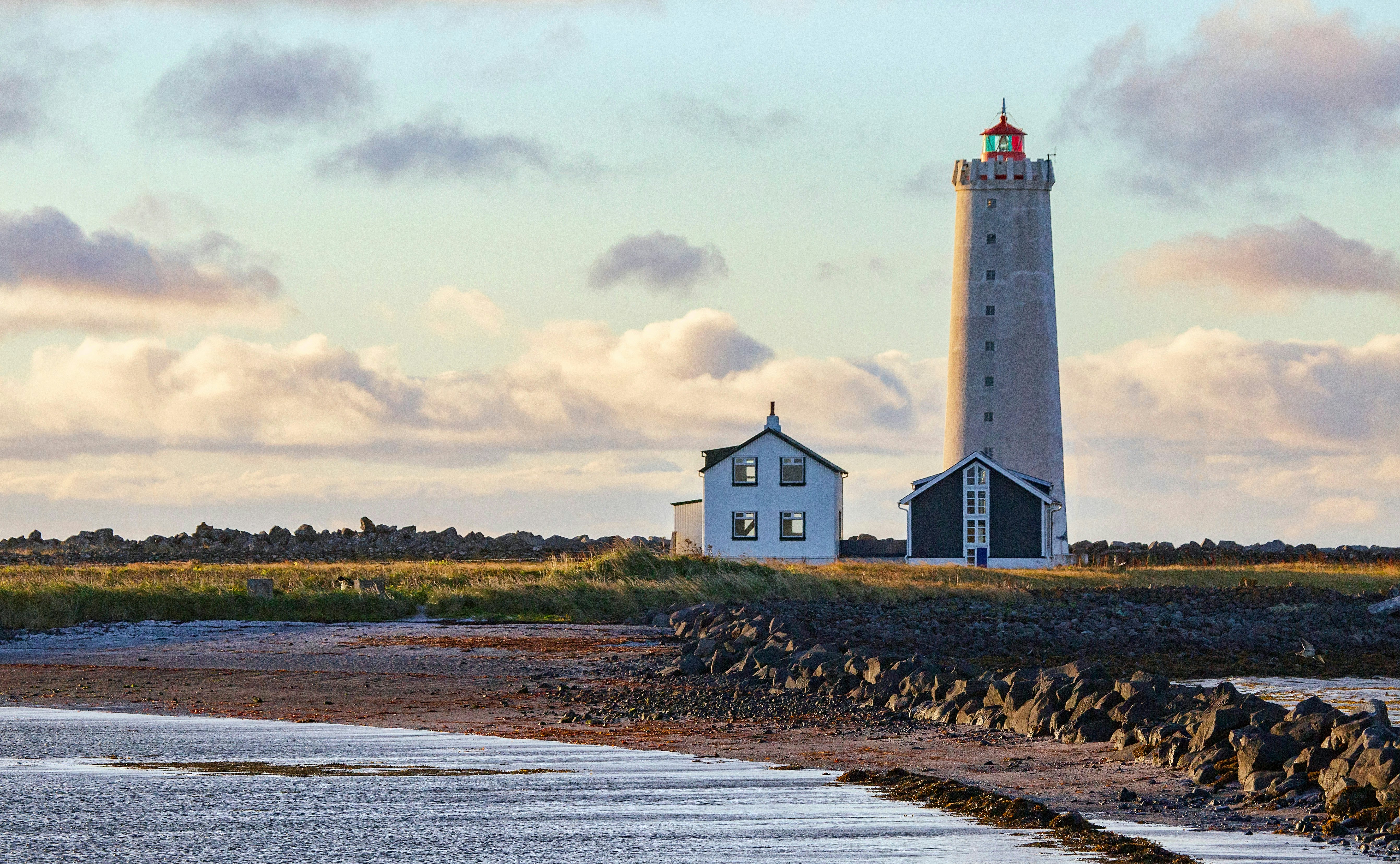 Grotta Island Lighthouse at sunset