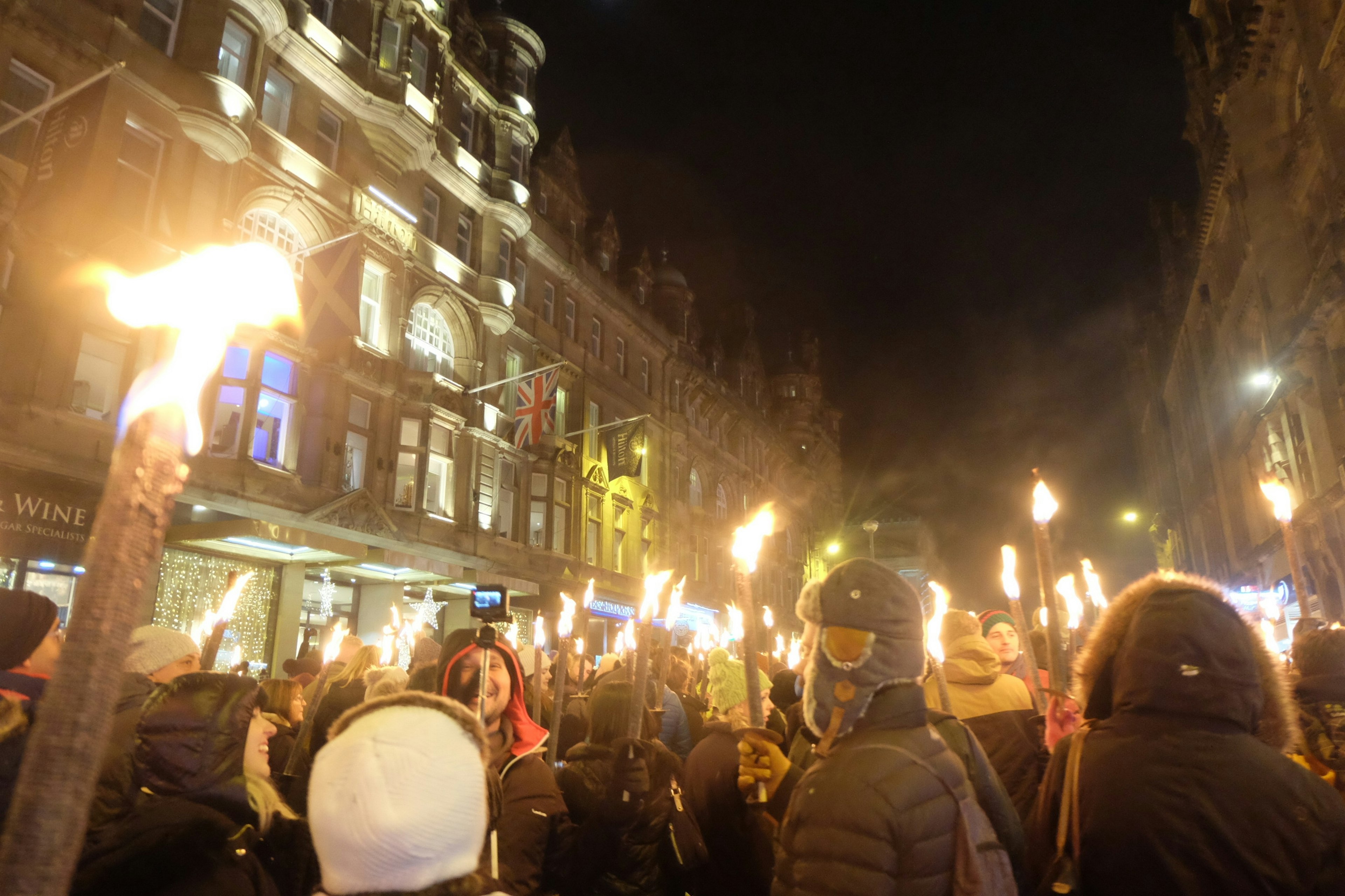 A torchlight Hogmanay (New Year’s Eve) procession through the streets of Edinburgh