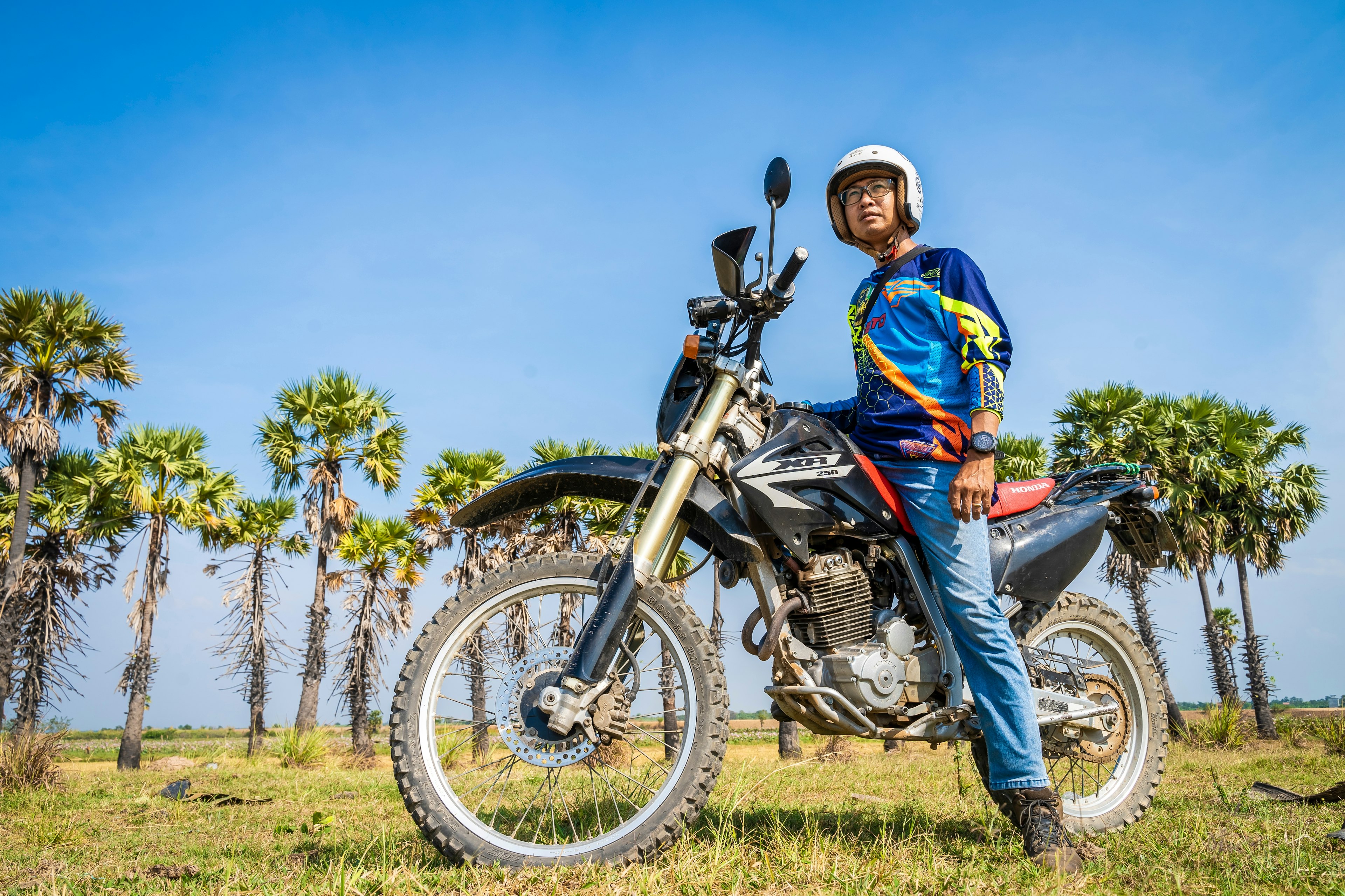 Dirt-bike touring in Phnom Penh suburbs, Cambodia