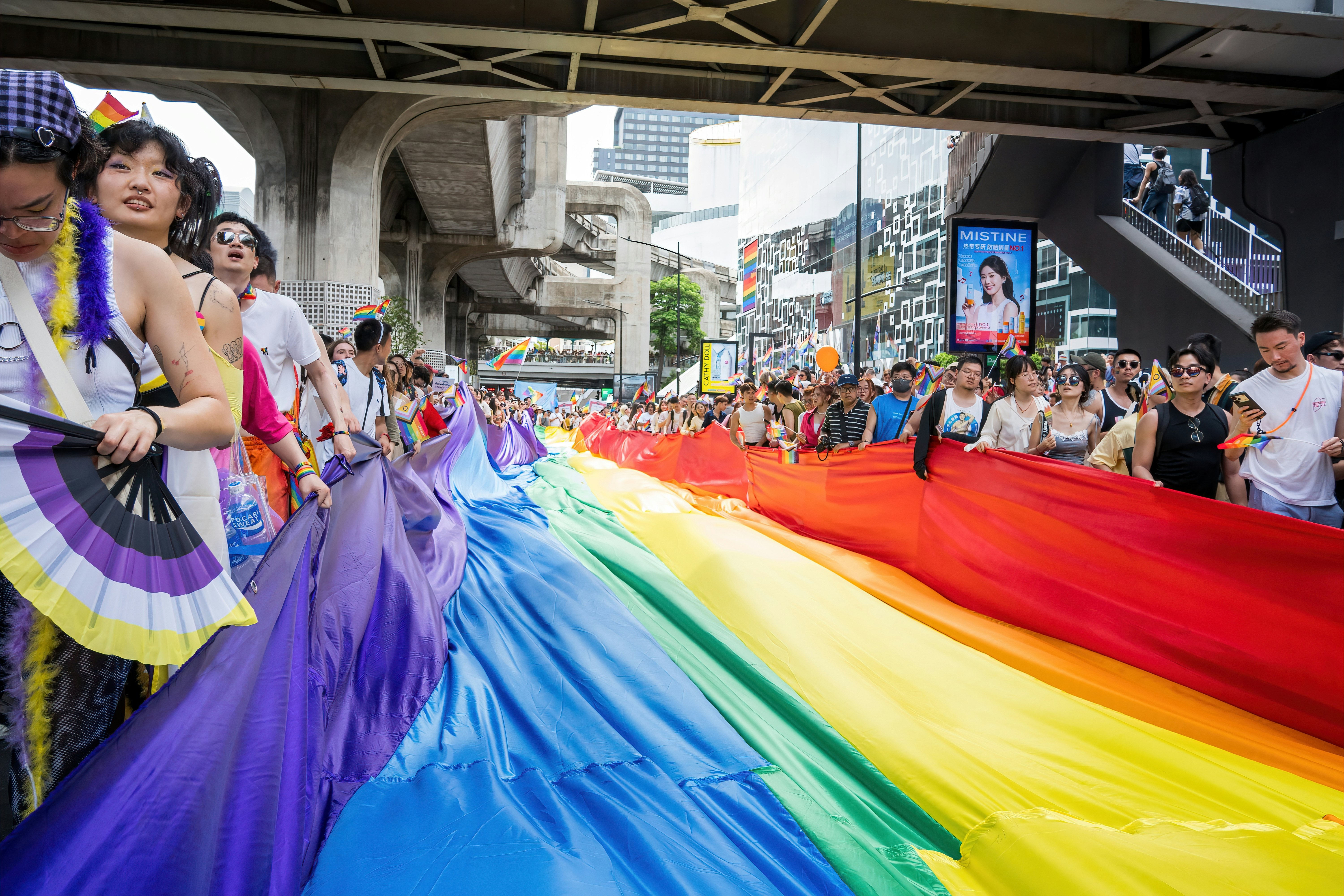 Bangkok Pride Festival 2024, The short action and atmosphere of people joins celebrations in the event in Siam Square Bangkok, Thailand