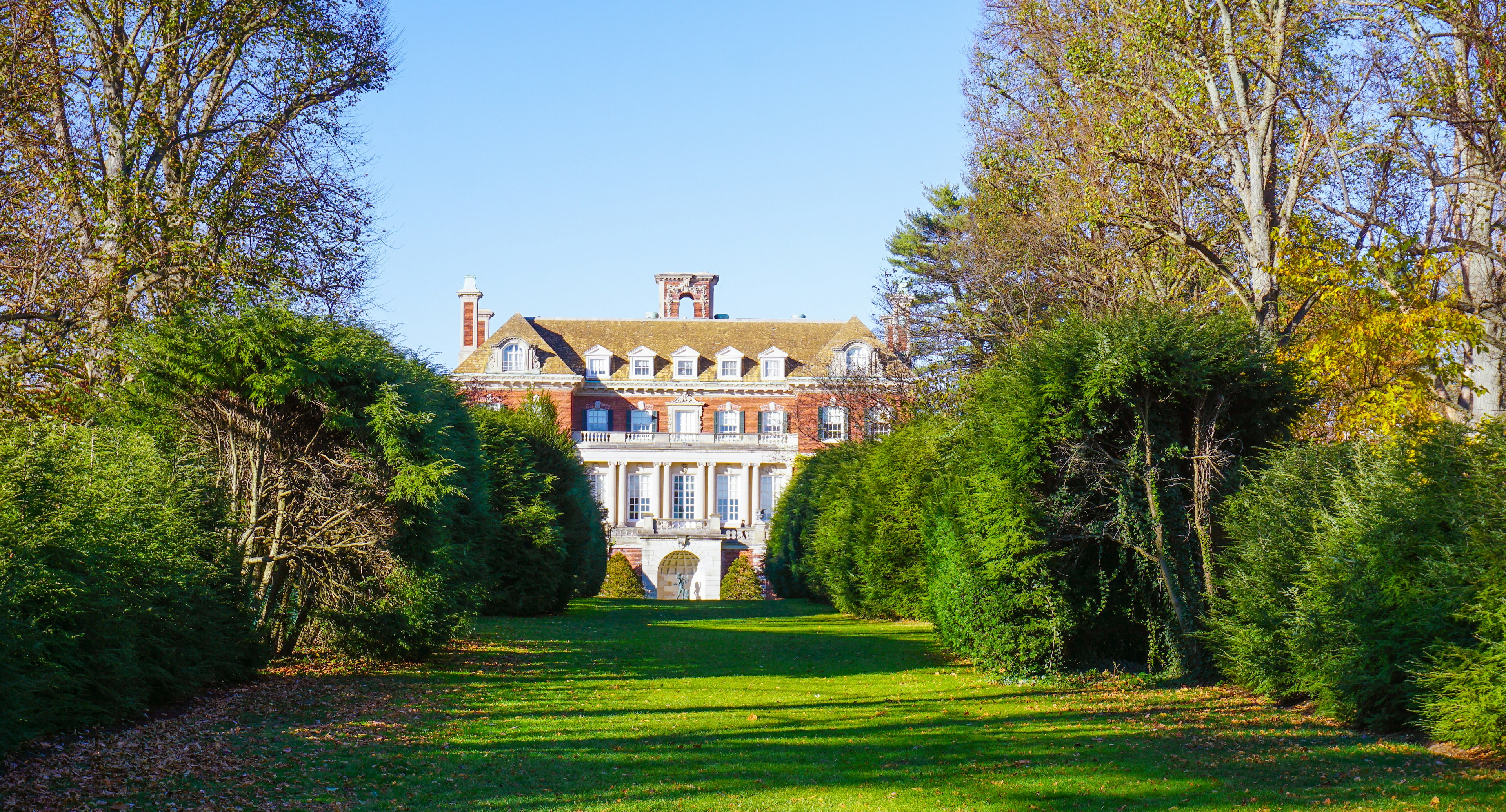 The immaculate grounds and estate house of Old Westbury Gardens, Long Island