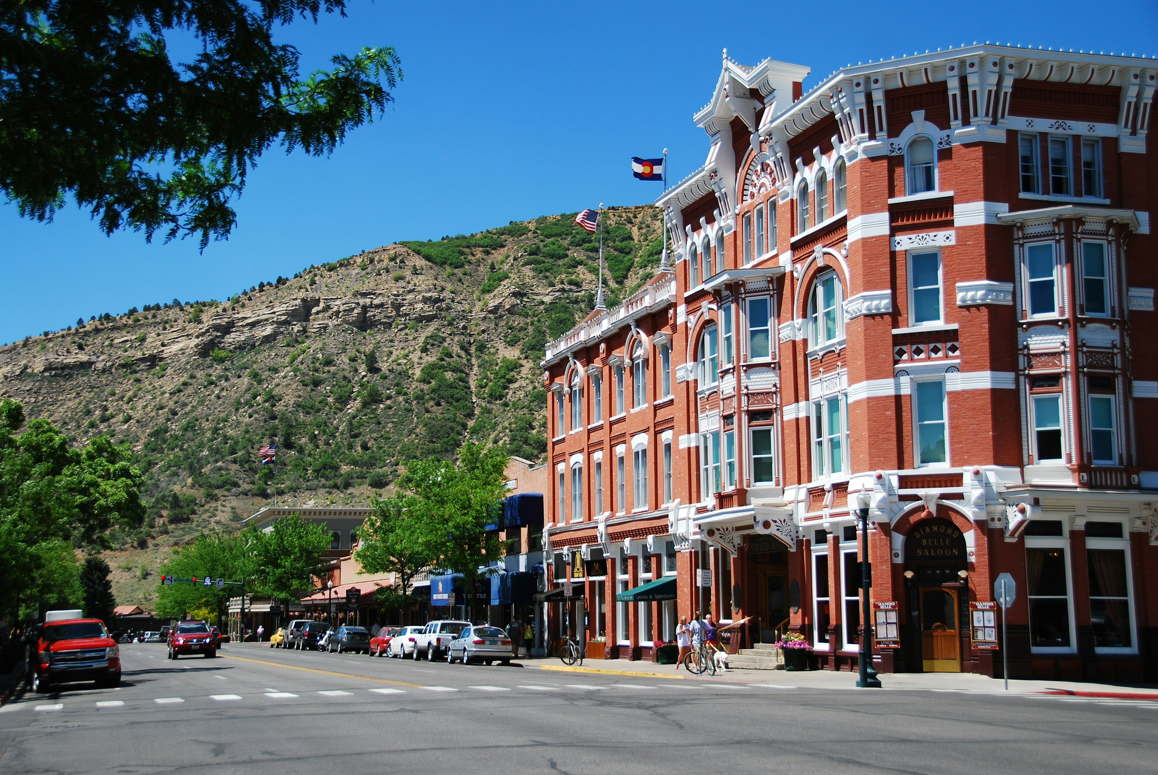 A view of Main Avenue in Durango, featuring Strater hotel. The historic district of Durango is home to more than 80 historic buildings.