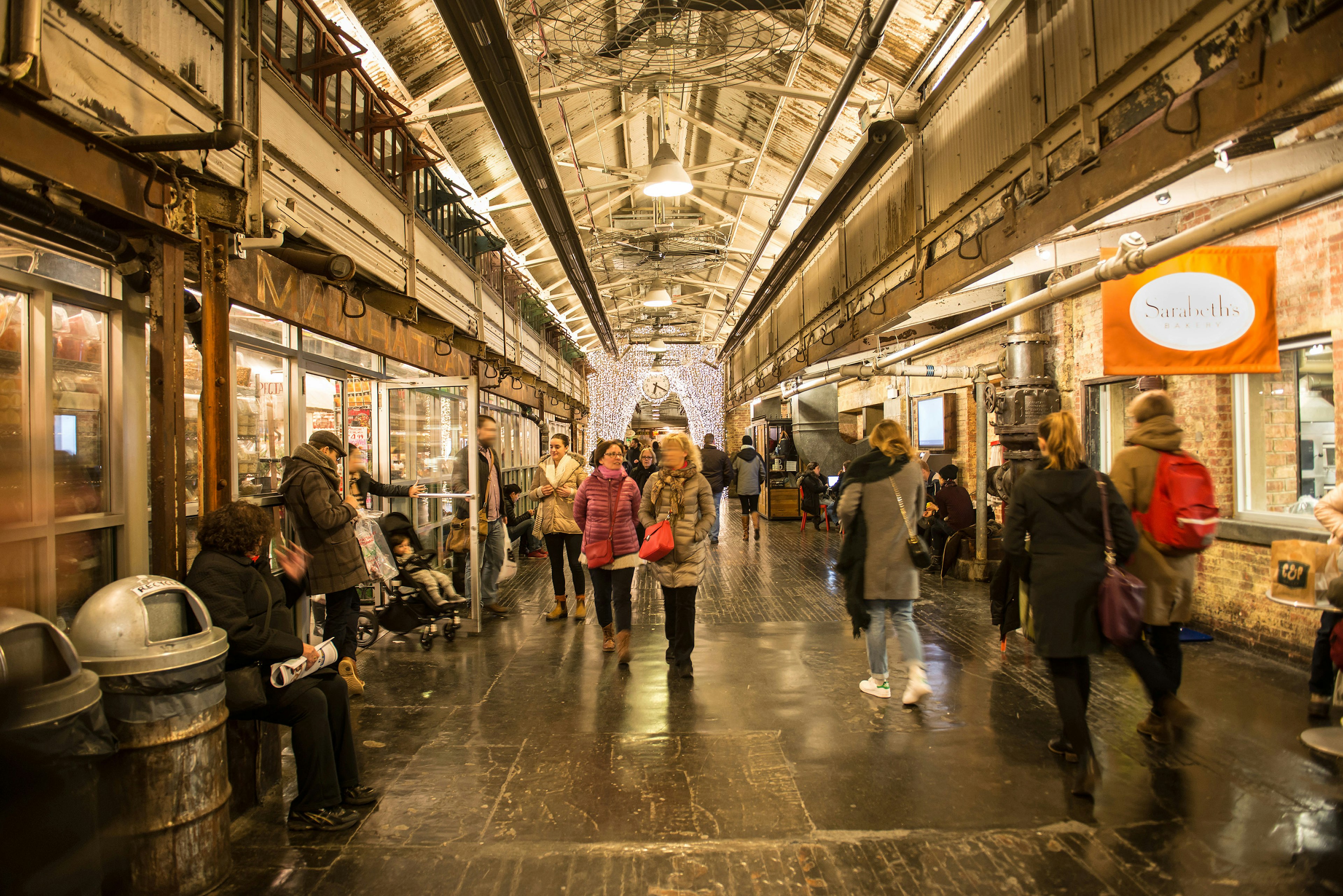 People on shopping at Chelsea Market urban food court