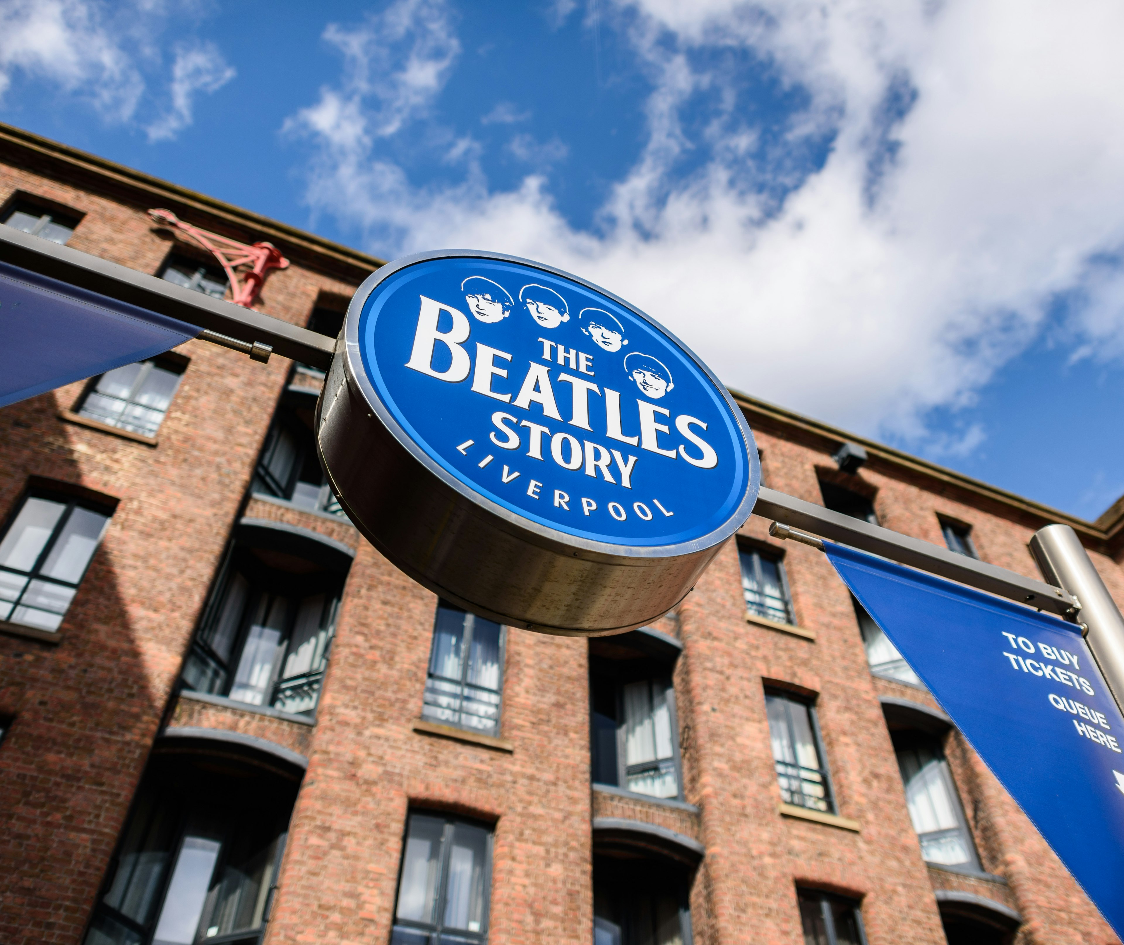 The red brick exterior of The Beatles Story museum on Albert Dock, Liverpool