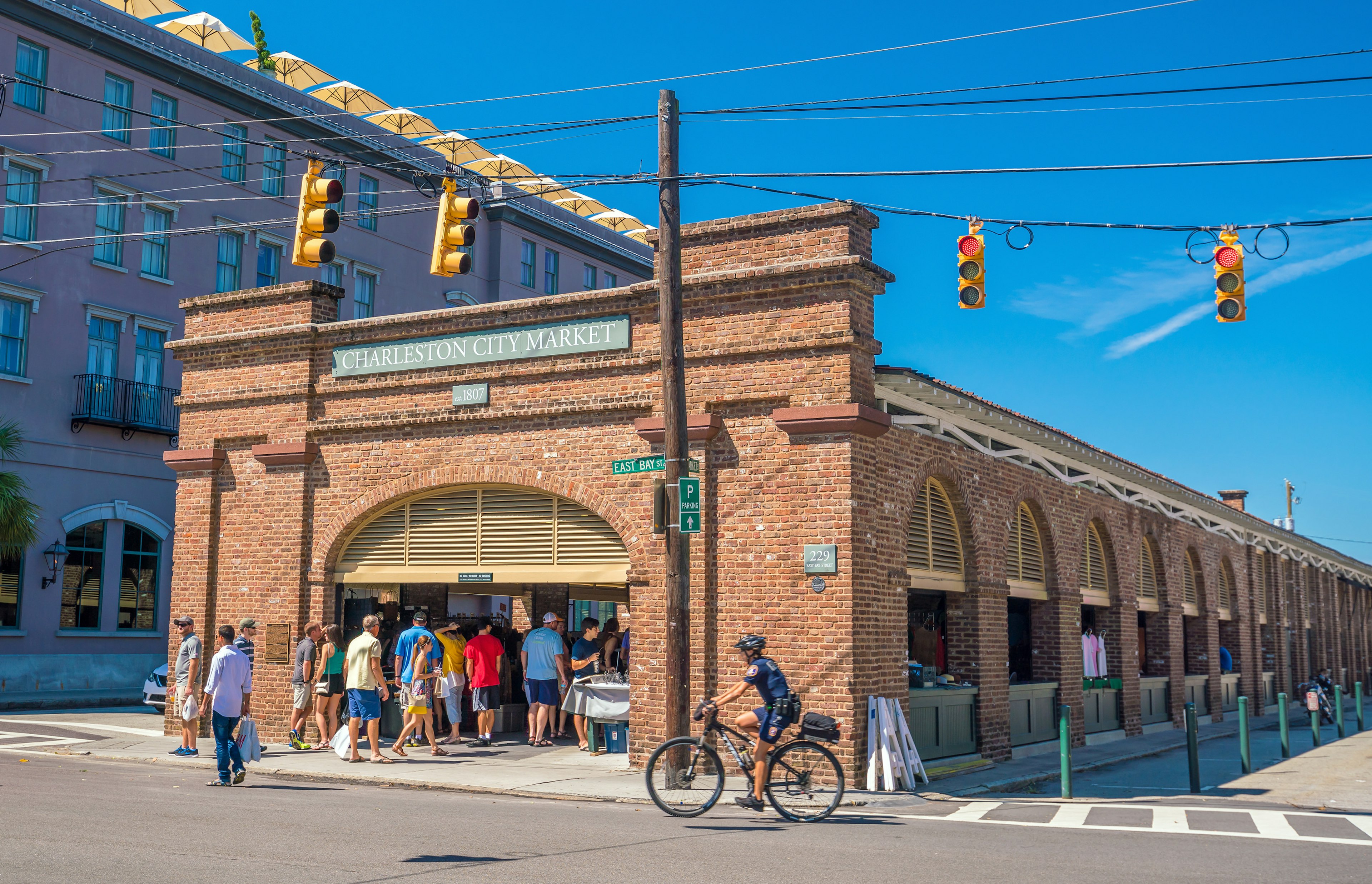 Shoppers gather at the historic Charleston City Market