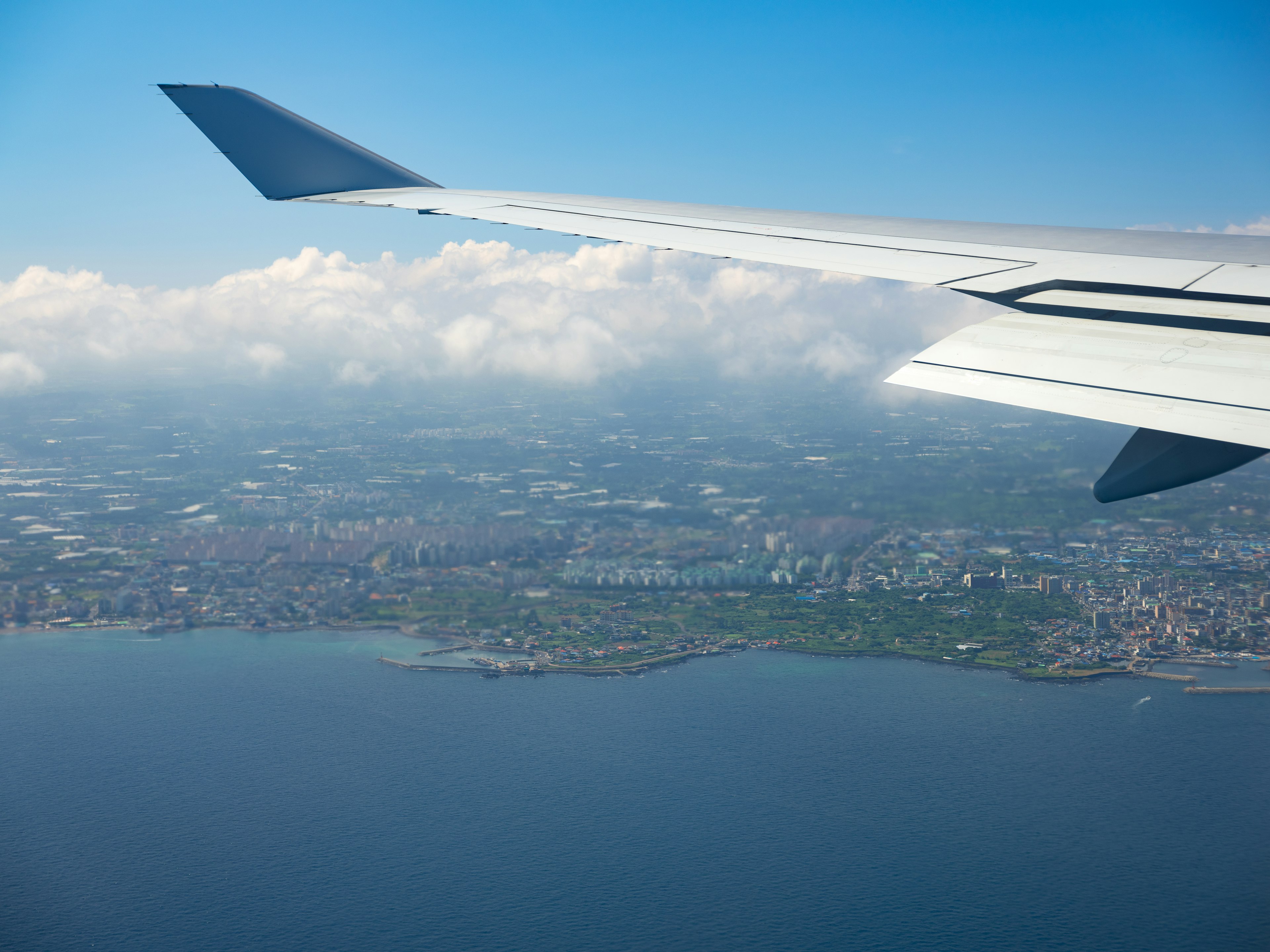 View from the Plane, Cloud land and water, Jeju Island, South Korea