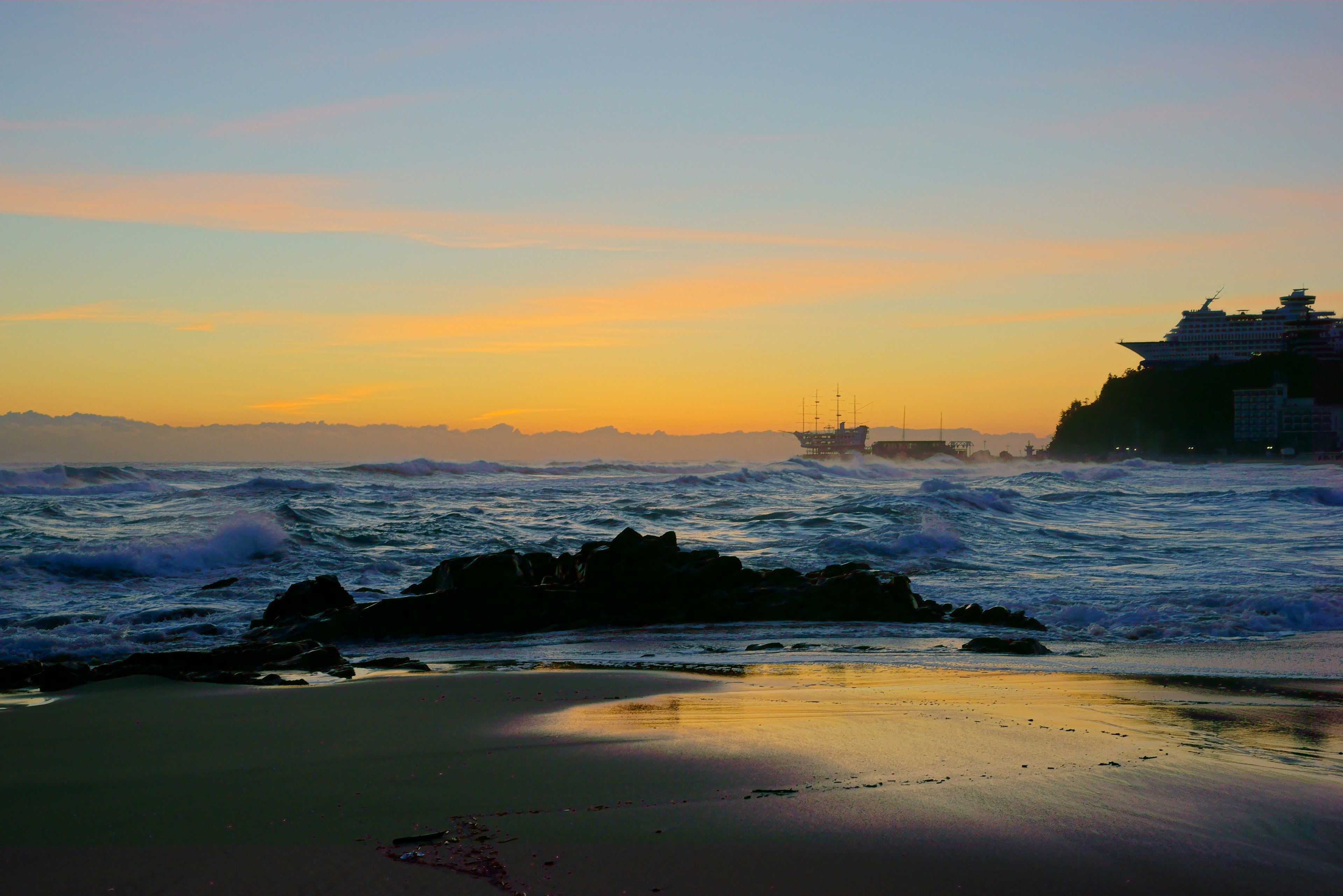 Sunrise from the beach at Jeongdongjin in South Korea