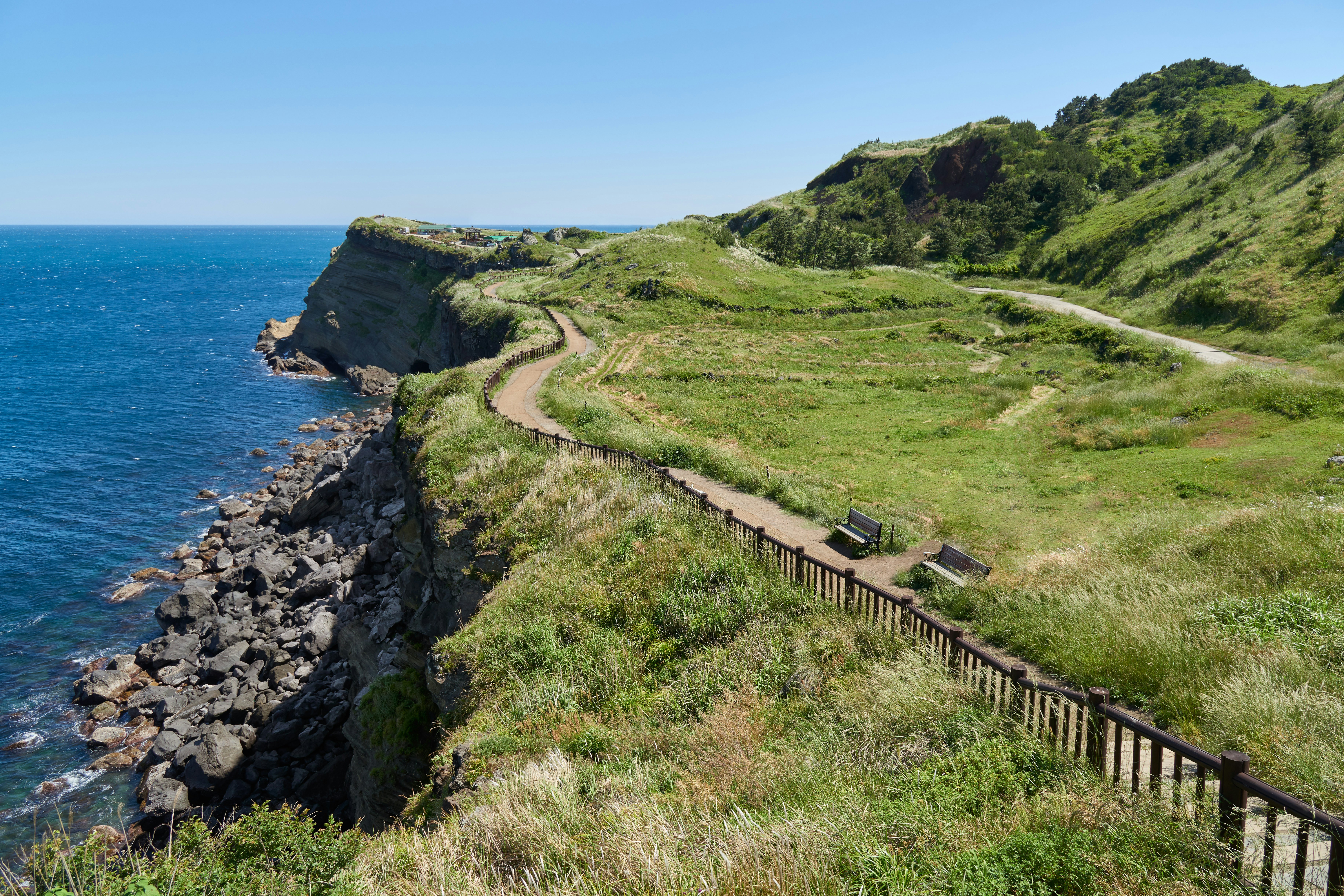 View of Olle trail No. 10 Course in Songaksan in Jeju island, South Korea