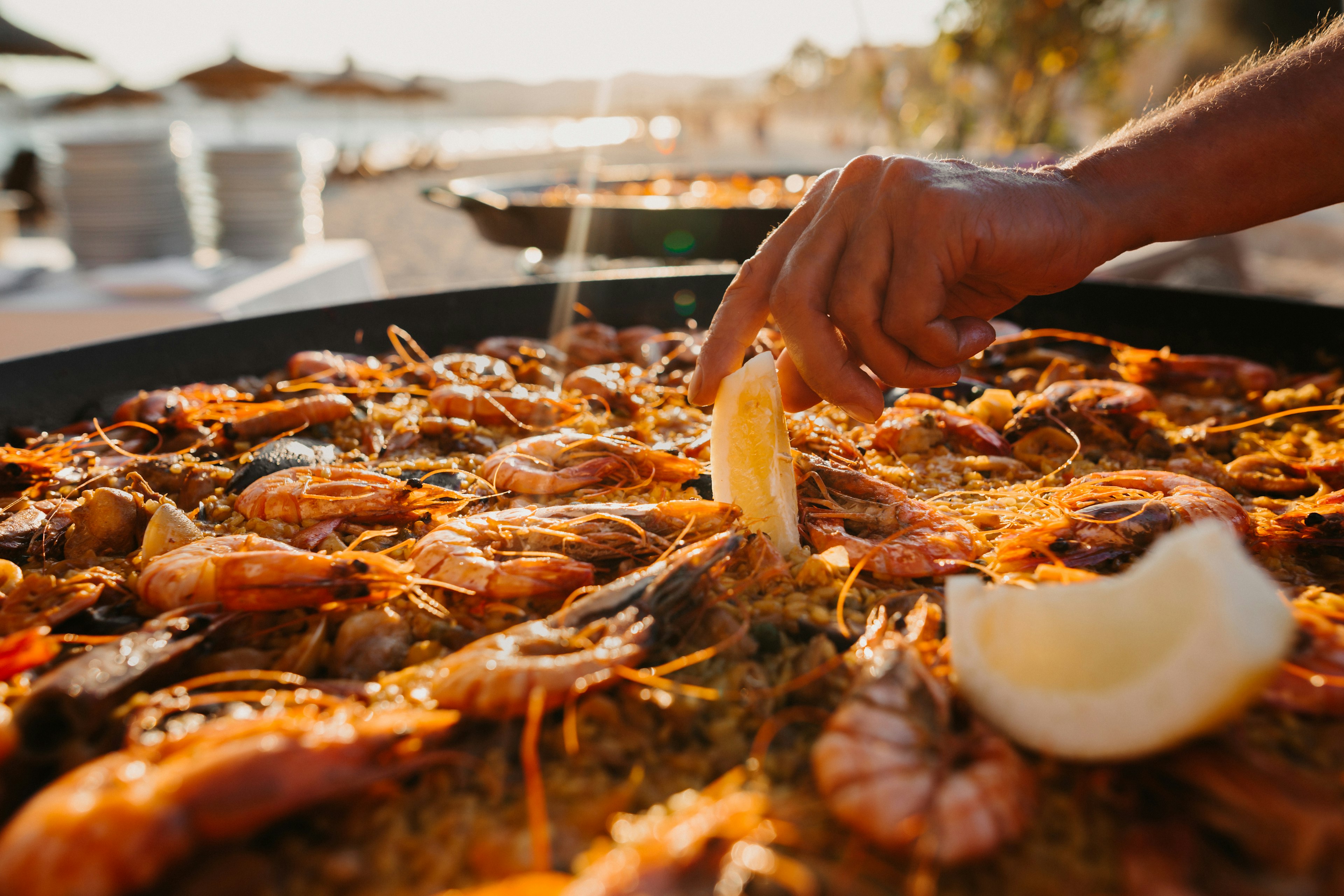 Preparing Paella on the beach in Majorca, Spain