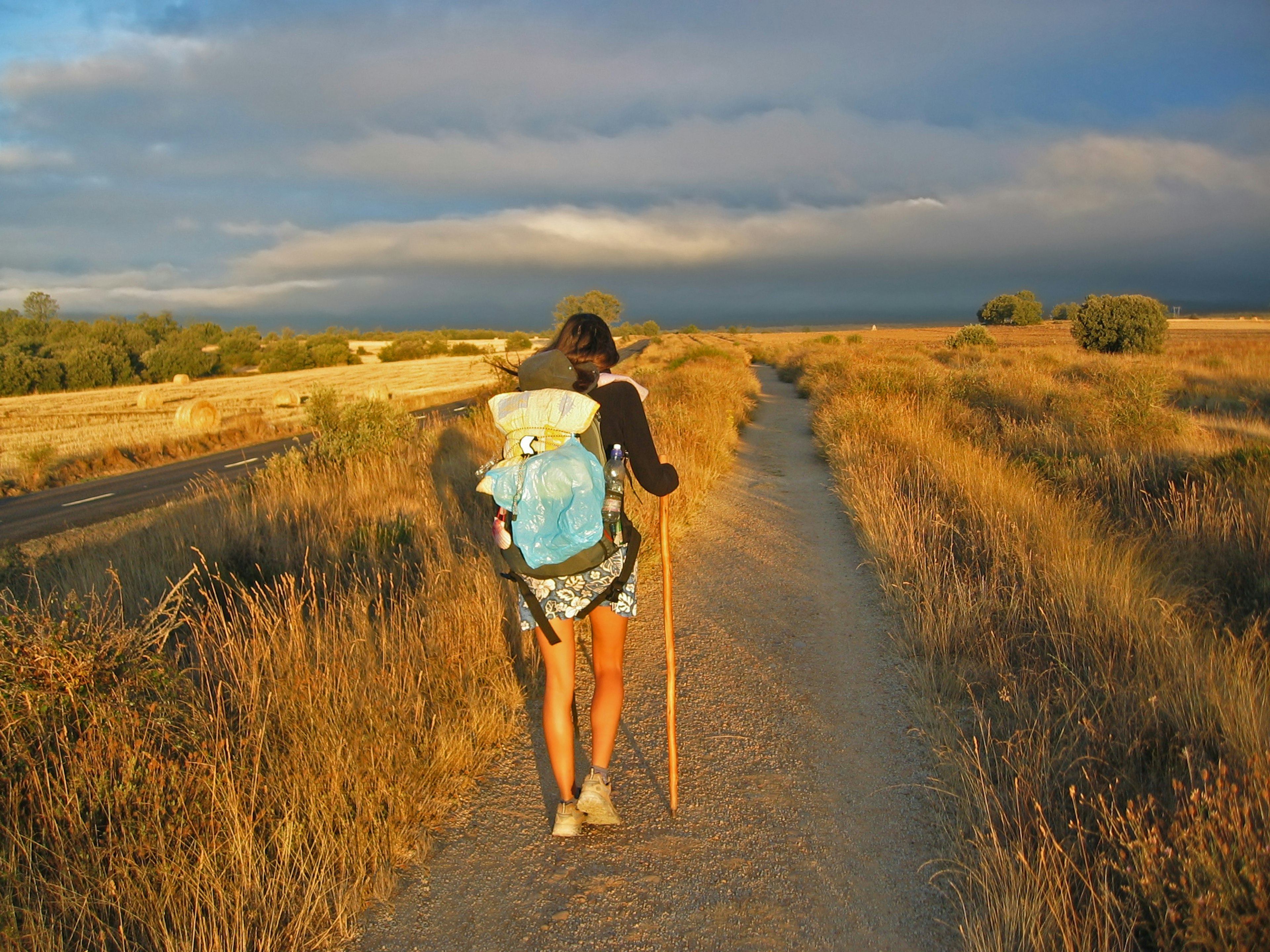 Girl walking on Camino de Santiago