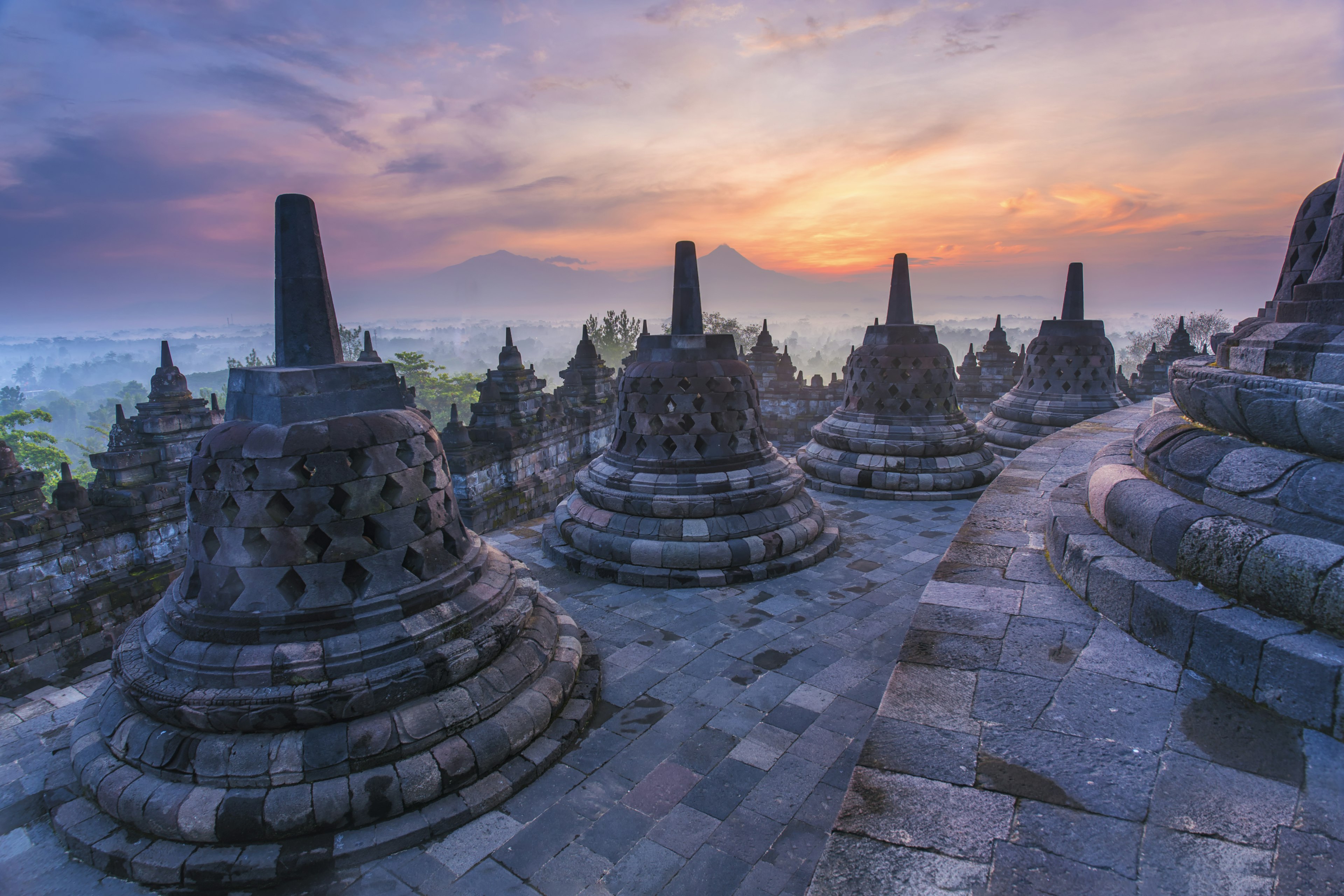 Take in the best views from the temple of Borobudur at sunrise or sunset. Sabine Kaufmann/500px