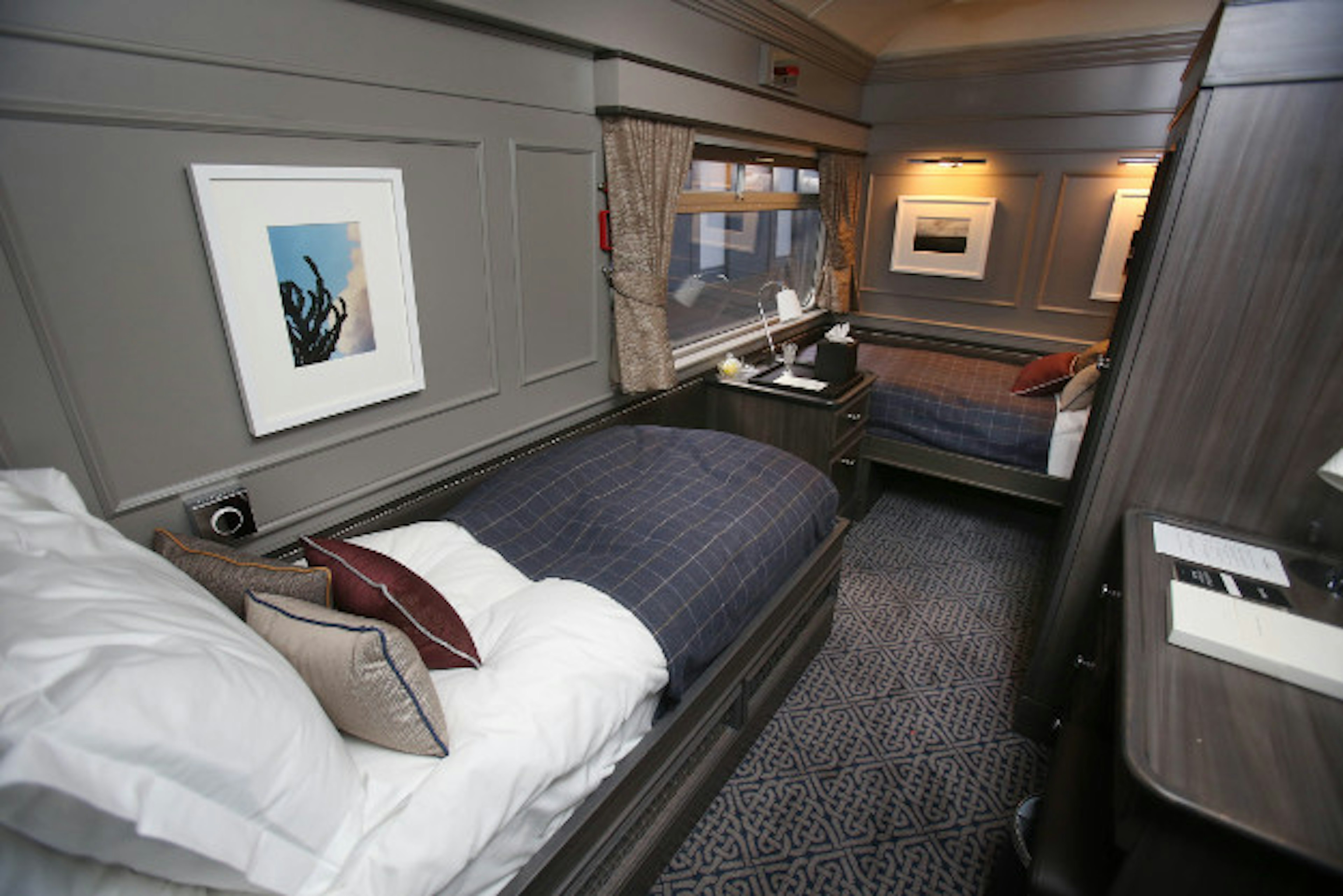 One of the bedrooms on board the Belmond Grand Hibernian.