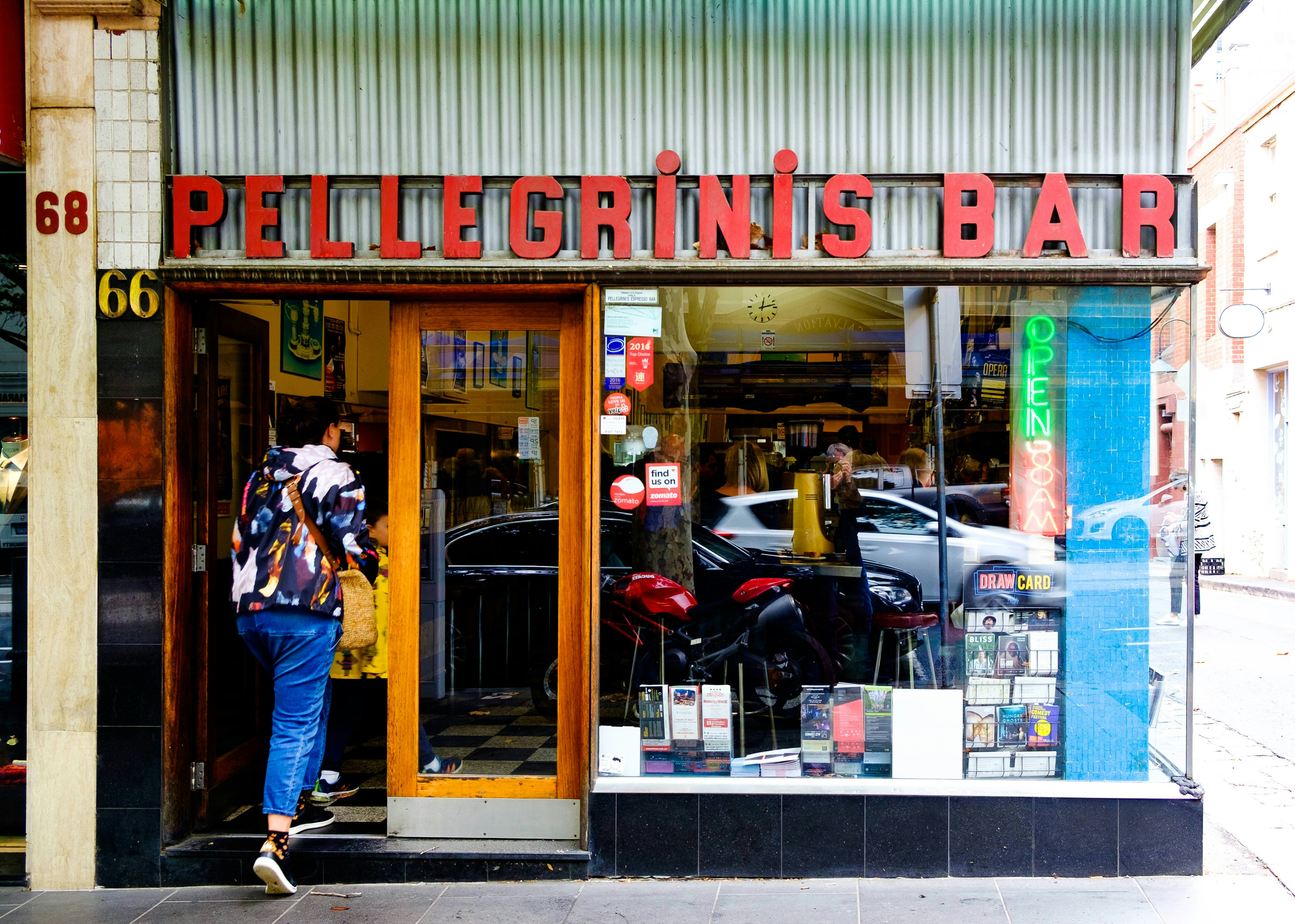 Exterior of Pellegrini's Espresso Bar in Melbourne