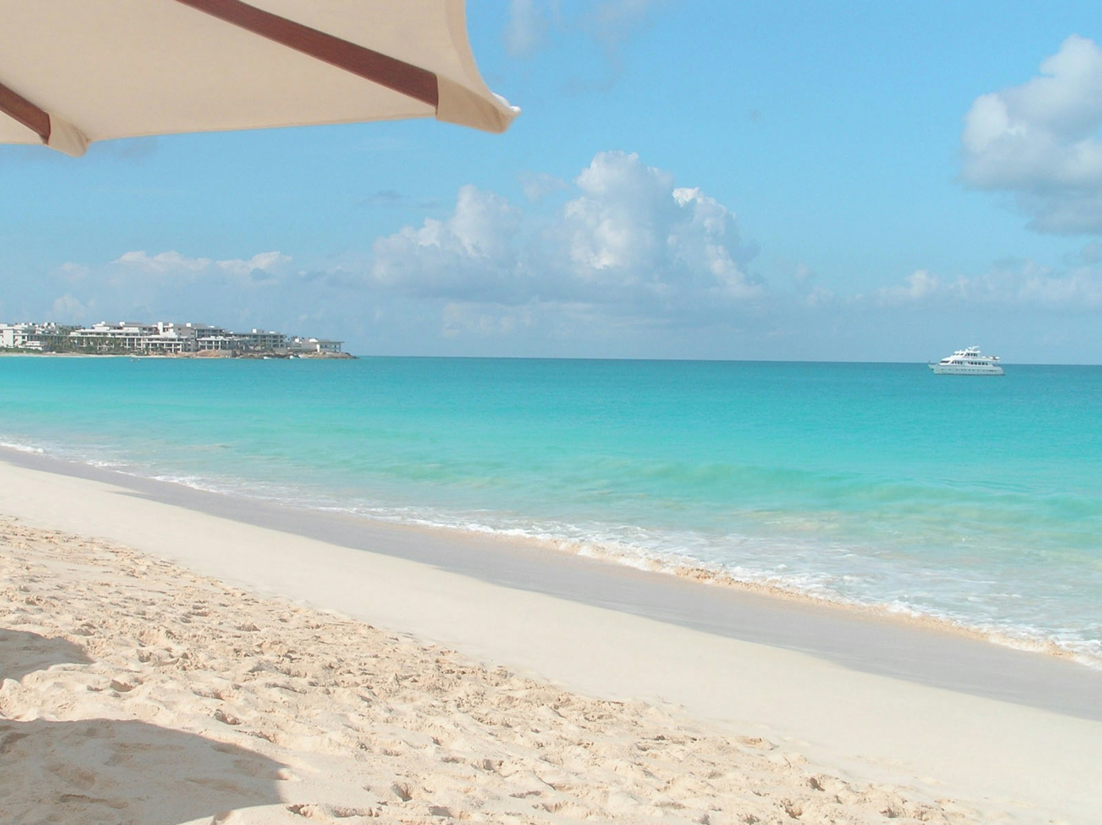 Gentle waves crash on the shore at Meads Bay in Anguilla