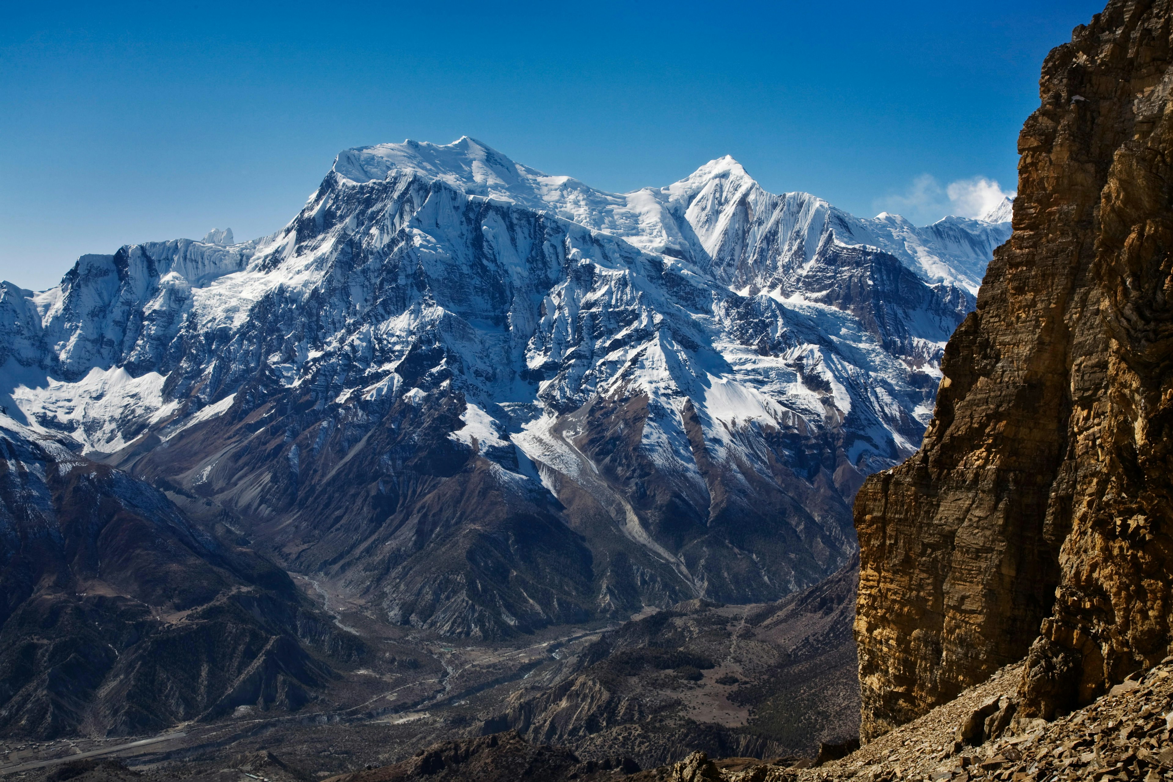 View of the Annapurnas from the Kang La