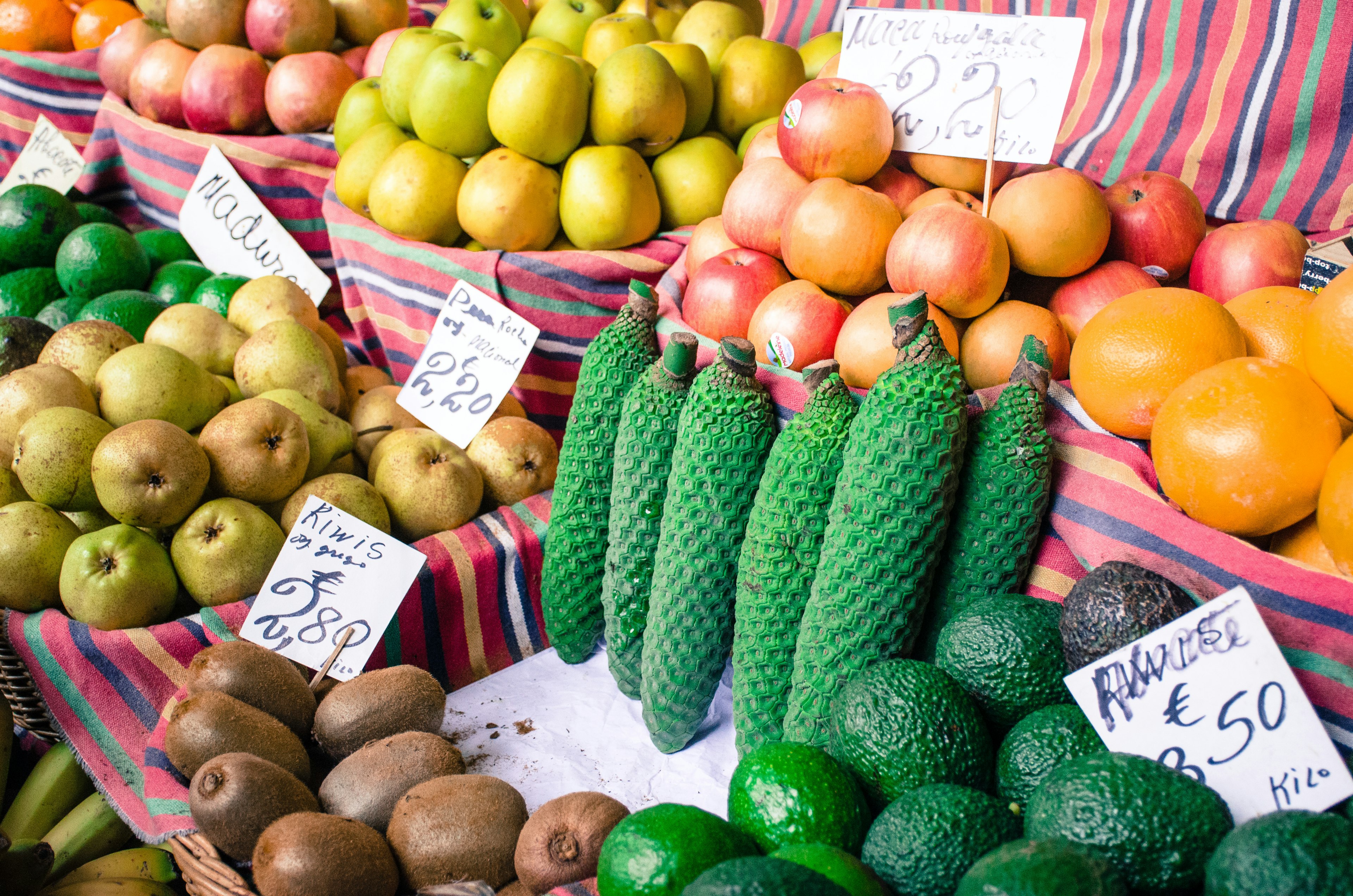 Pineapple banana for sale on a market stall