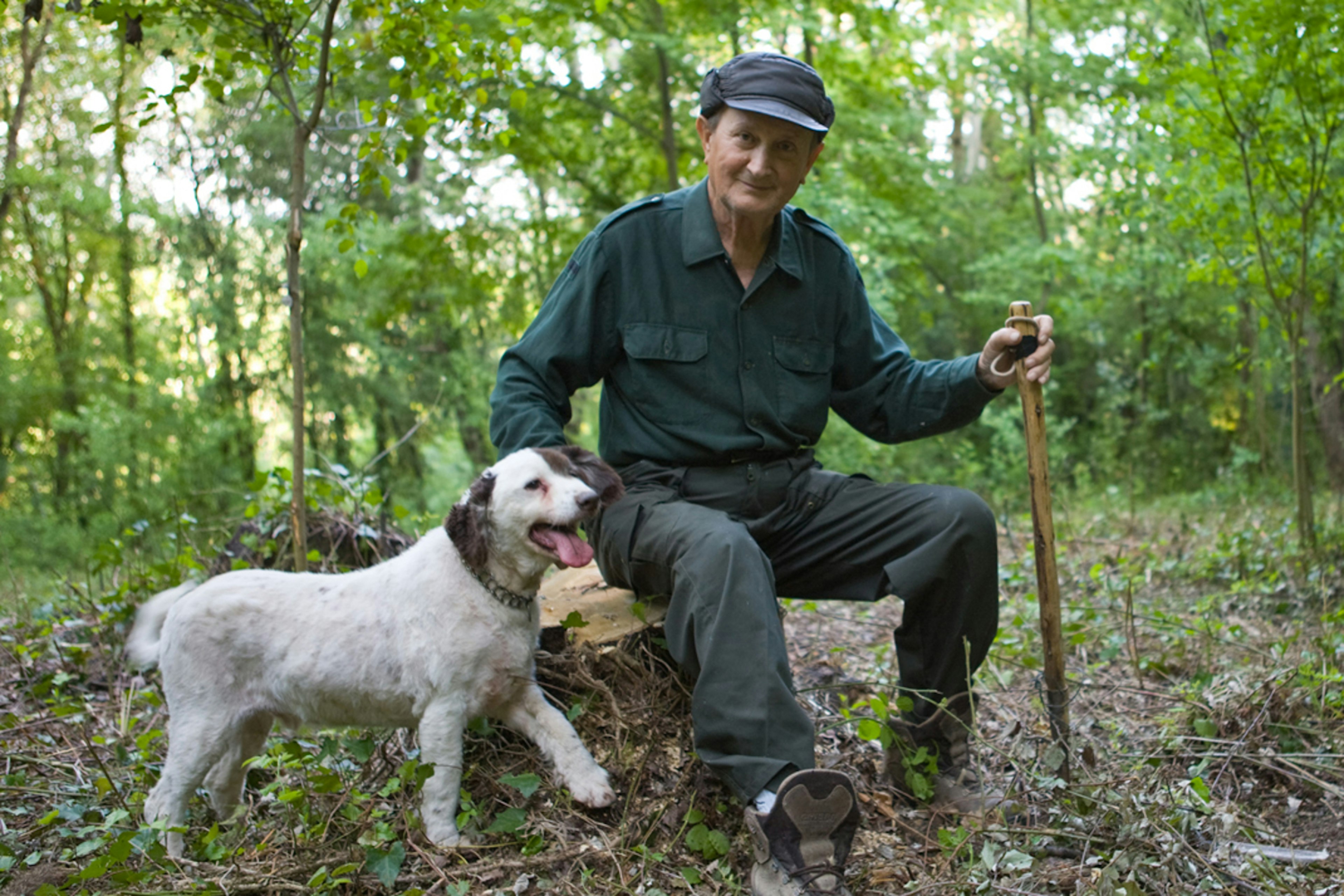 Barbialla Nuova's master truffle hunter Imperio and his four-legged friend